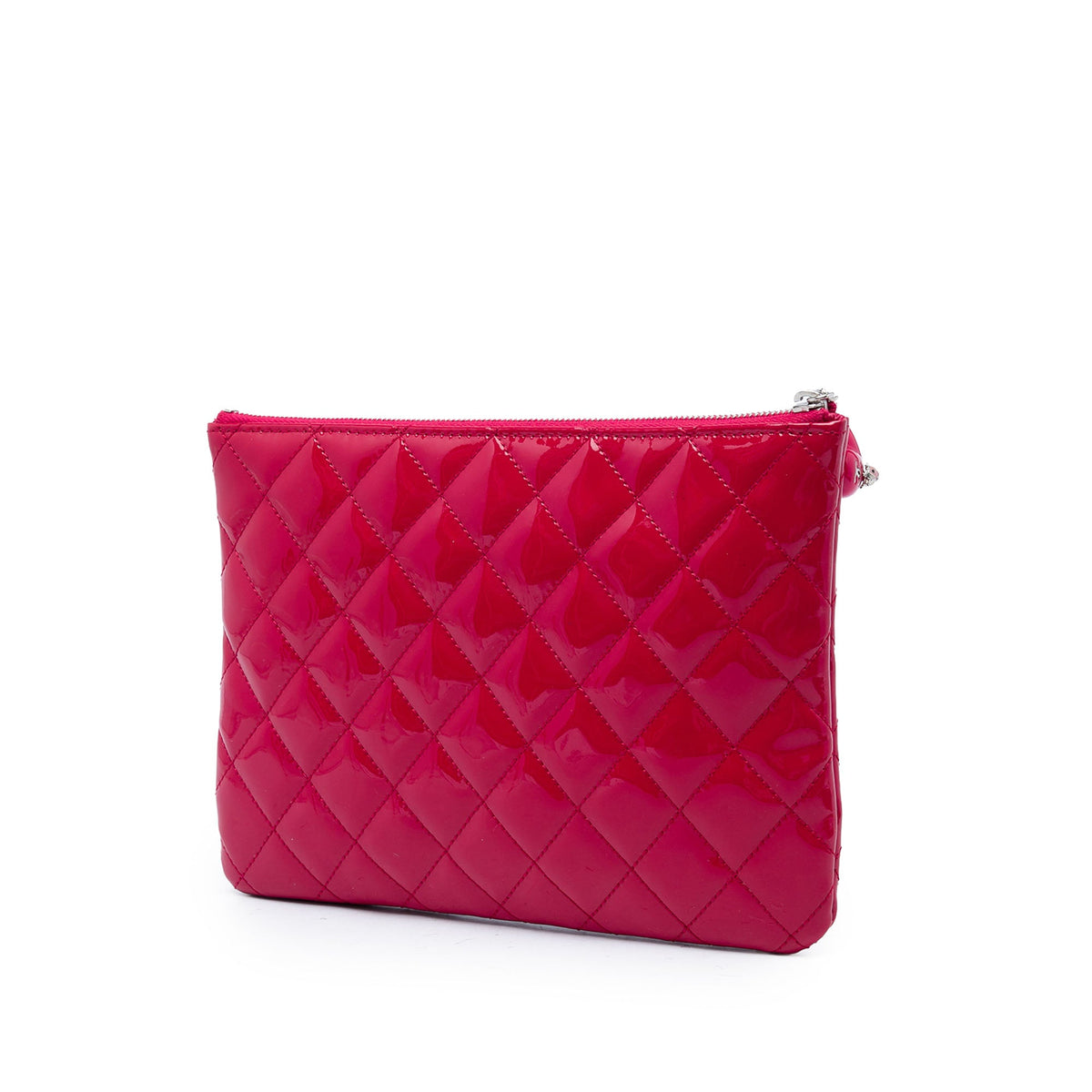 Chanel Small Quilted Patent Valentine Hearts O Case Clutch — Pink