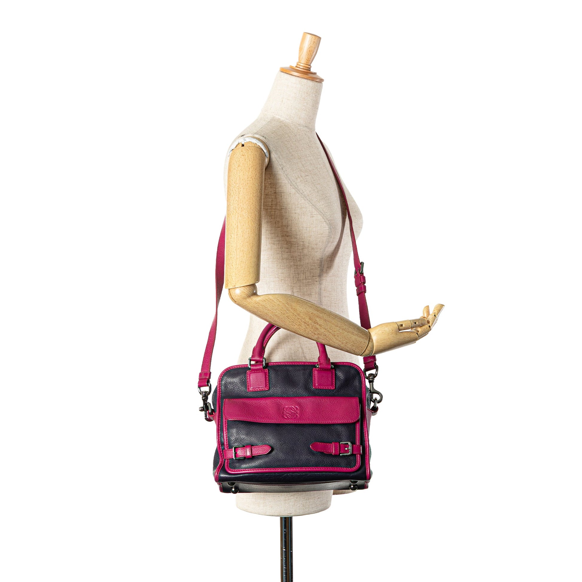 LOEWE Grained Bicolor Calfskin Cruz Satchel