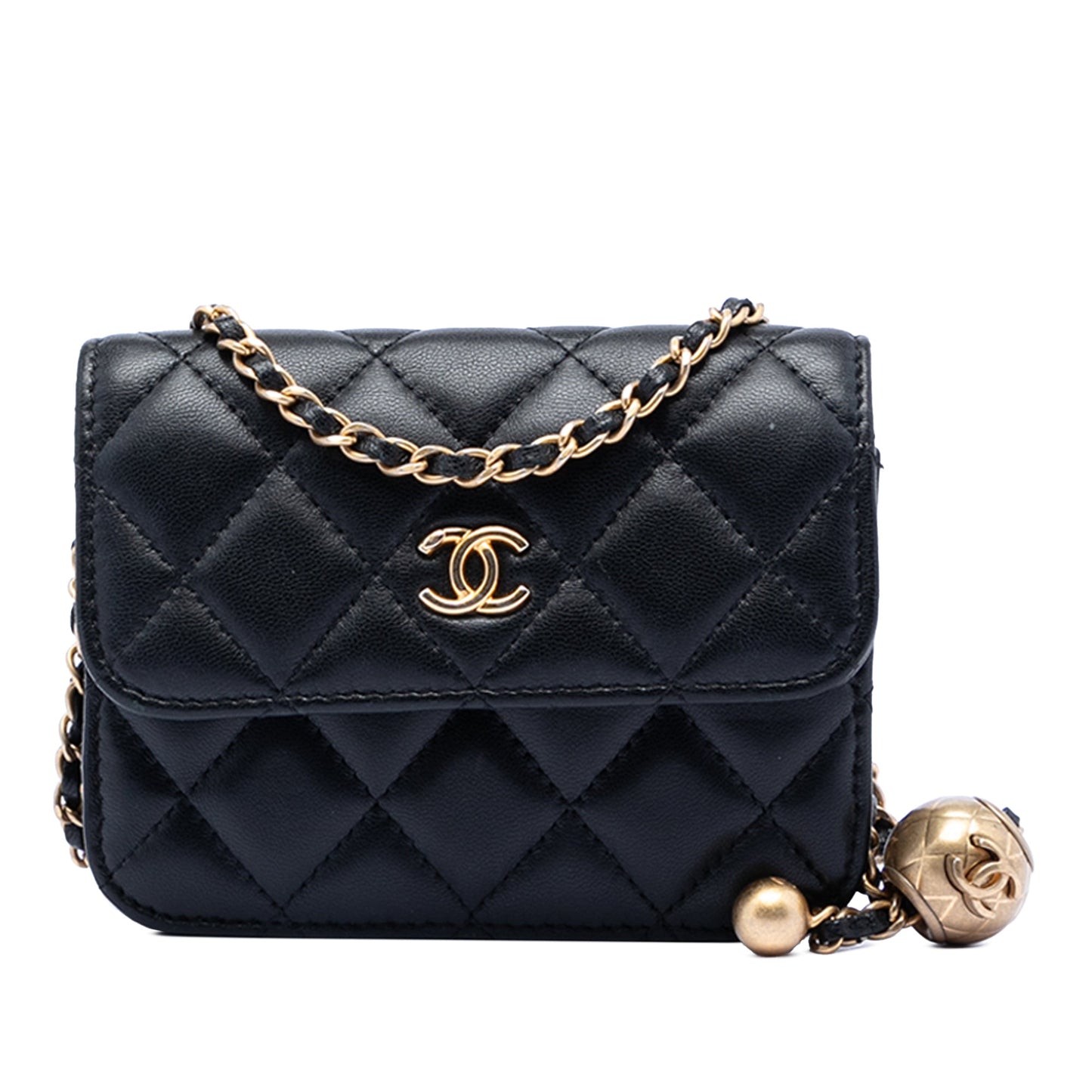 Chanel Mini Lambskin Pearl Crush Clutch with Chain