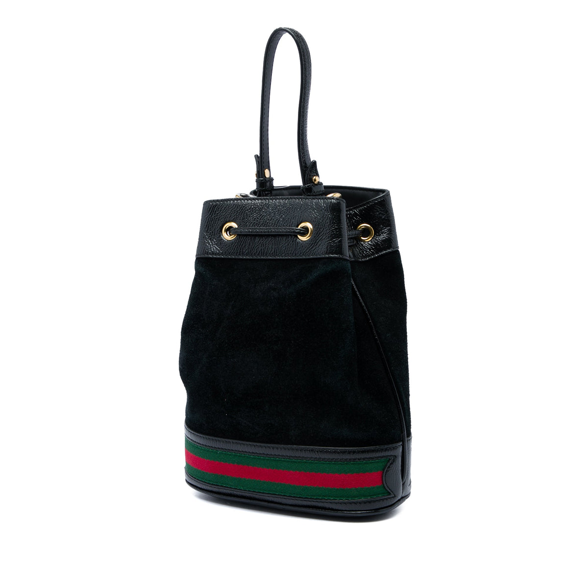 Gucci Small Suede Web Ophidia Bucket Bag