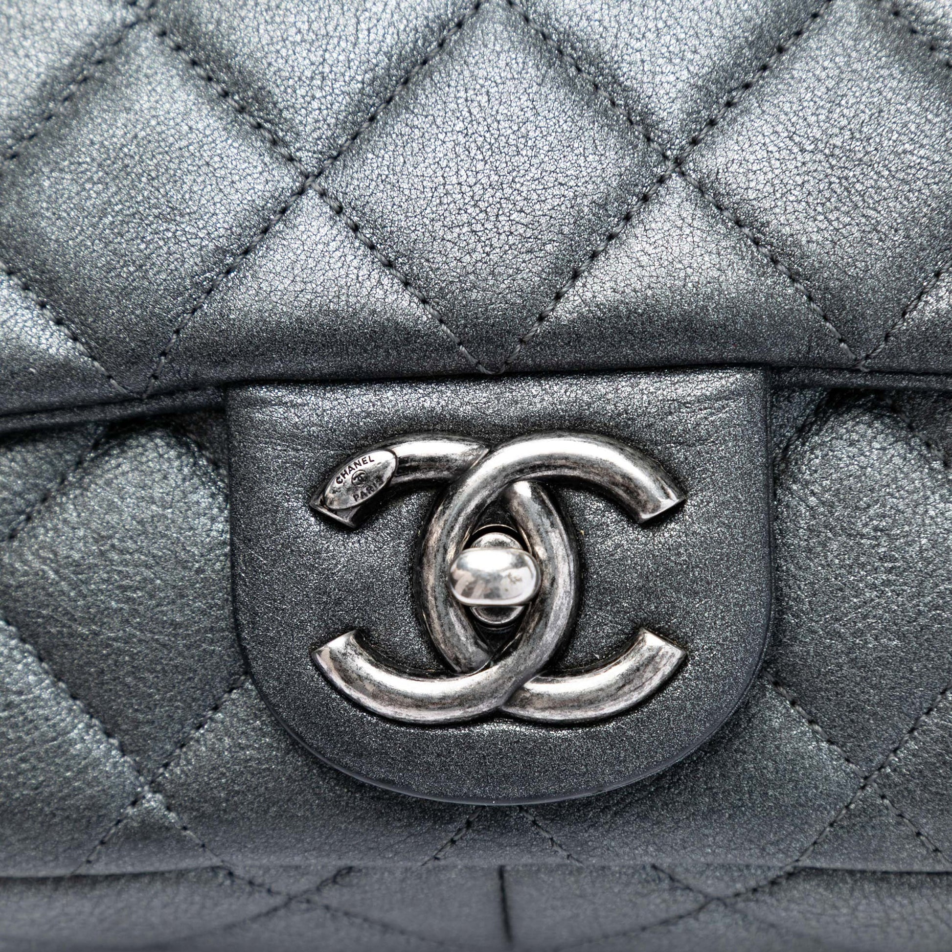 Chanel Medium Iridescent Quilted Goatskin CC Eyelet Flap