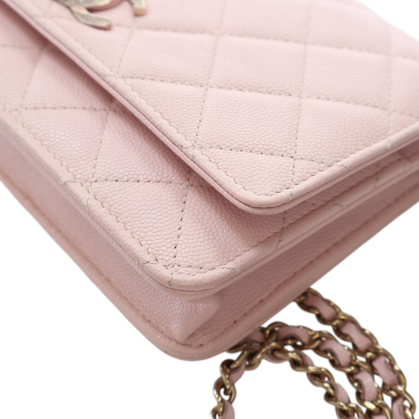 Chanel Quilted Caviar Crystal Enamel CC Wallet On Chain