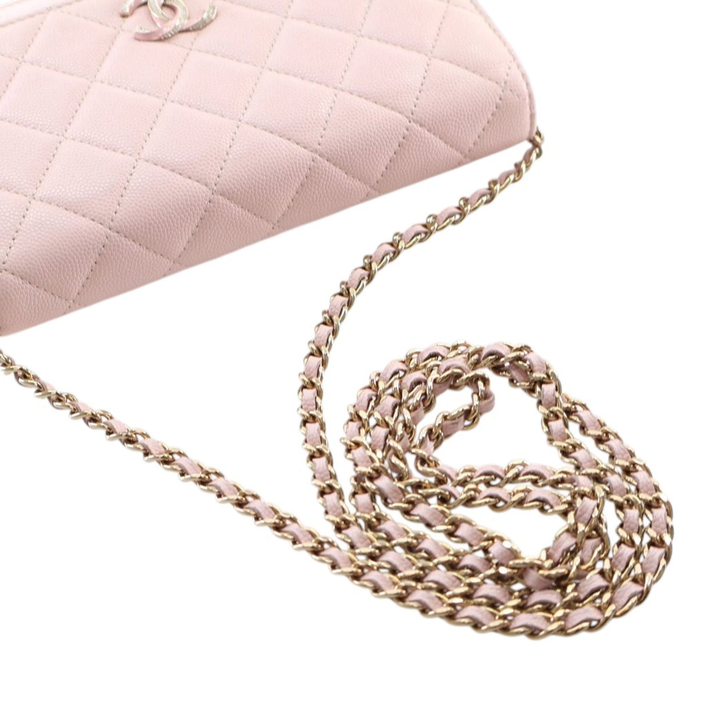 Chanel Quilted Caviar Crystal Enamel CC Wallet On Chain