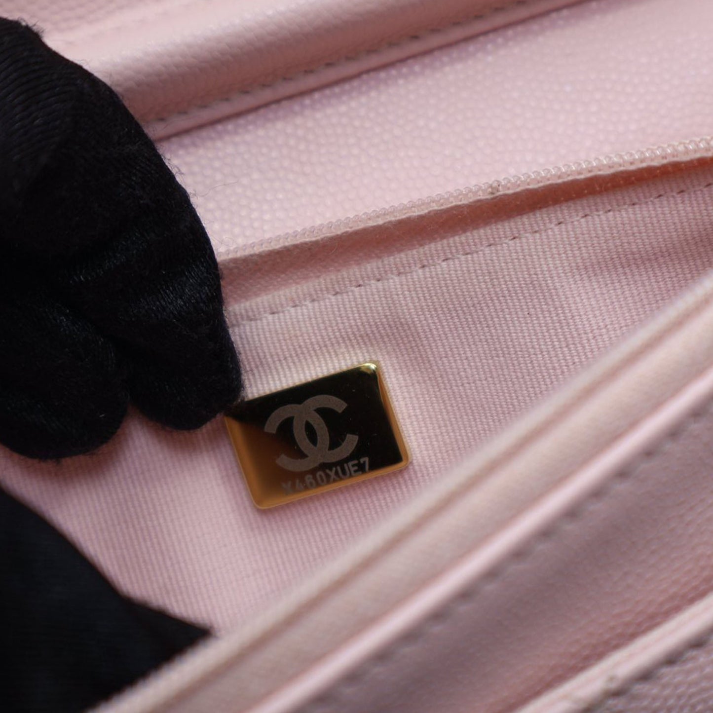 Chanel Quilted Caviar Crystal Enamel CC Wallet On Chain