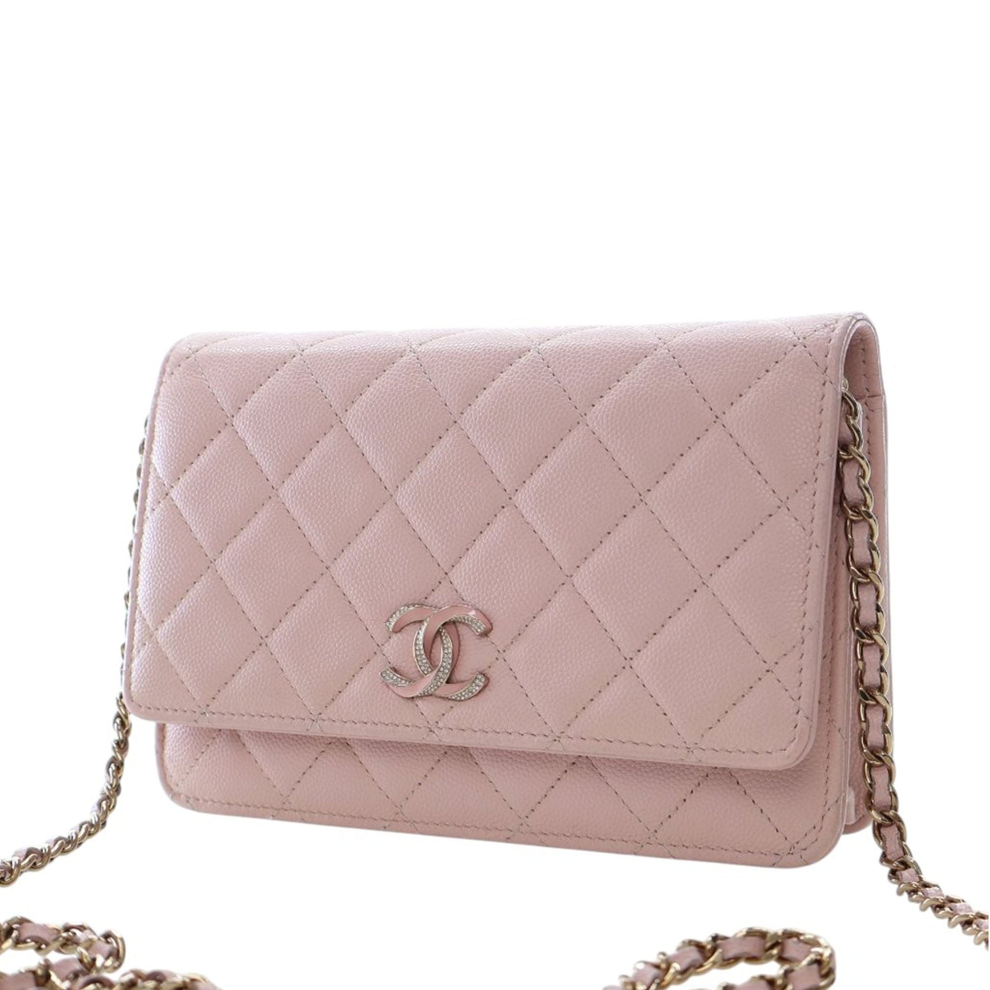 Chanel Quilted Caviar Crystal Enamel CC Wallet On Chain