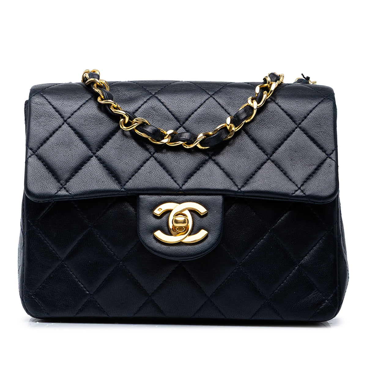 Chanel Mini Square Classic Lambskin Single Flap — Blue