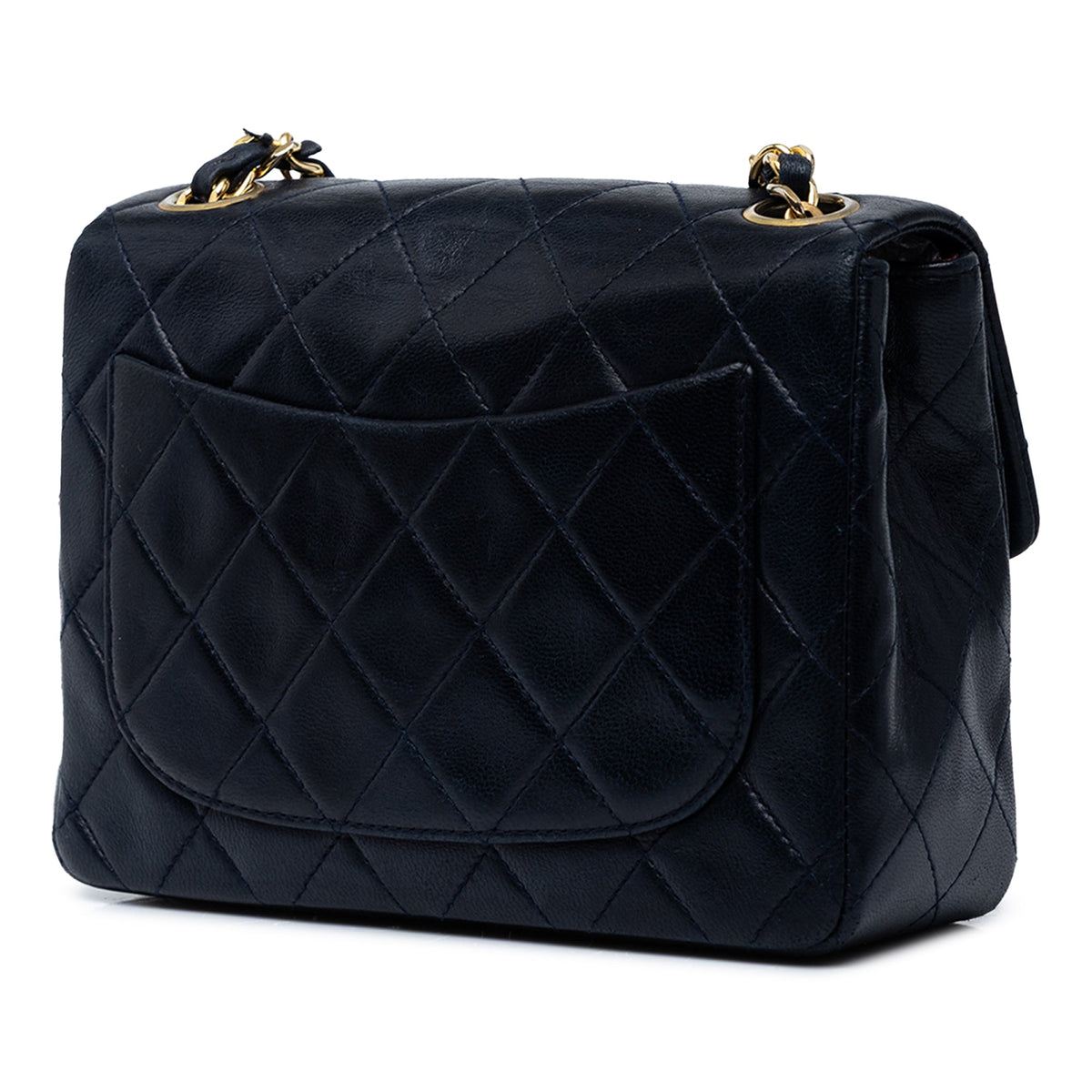 Chanel Mini Square Classic Lambskin Single Flap — Blue