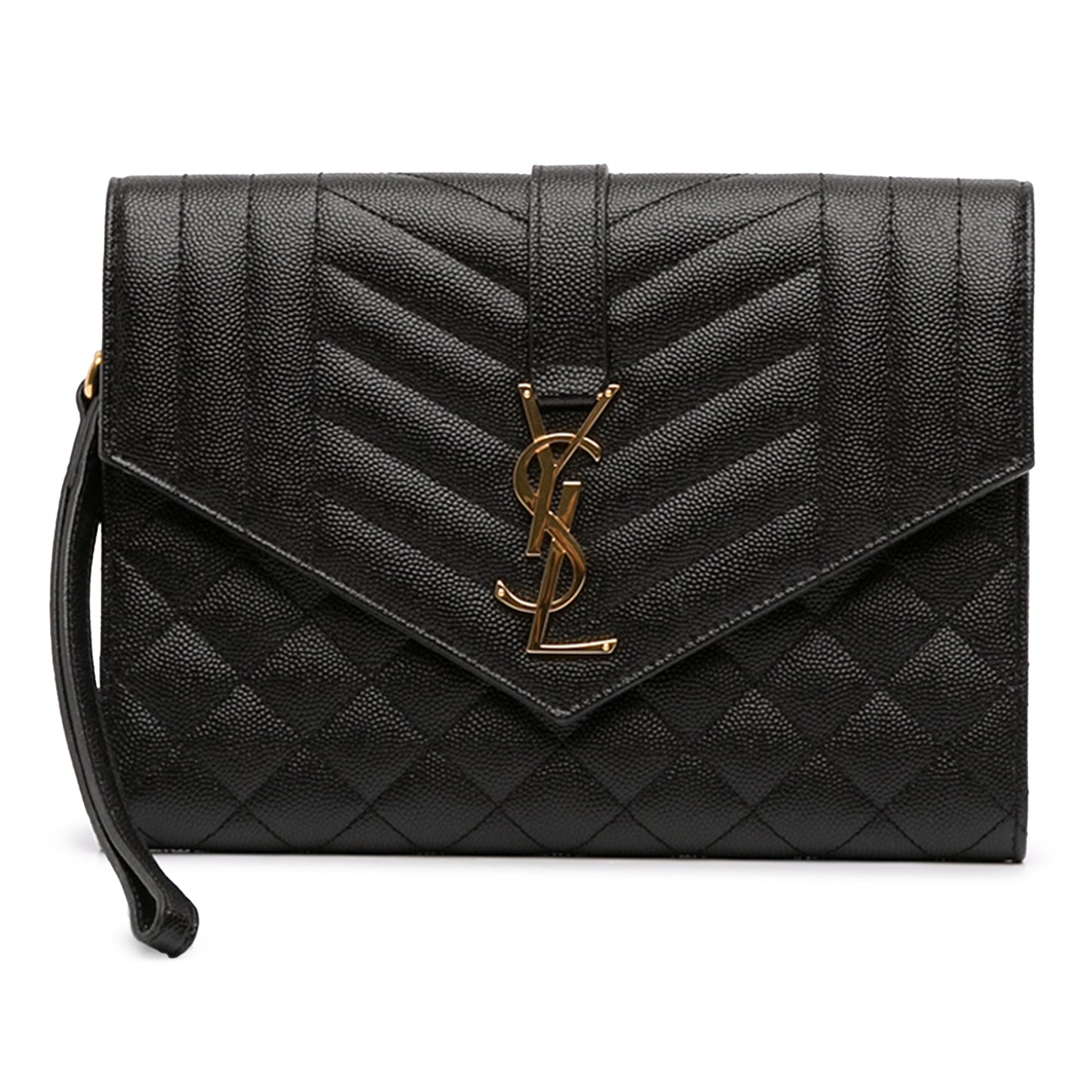 Saint Laurent Grain De Poudre Triquilt Monogram Envelope Clutch