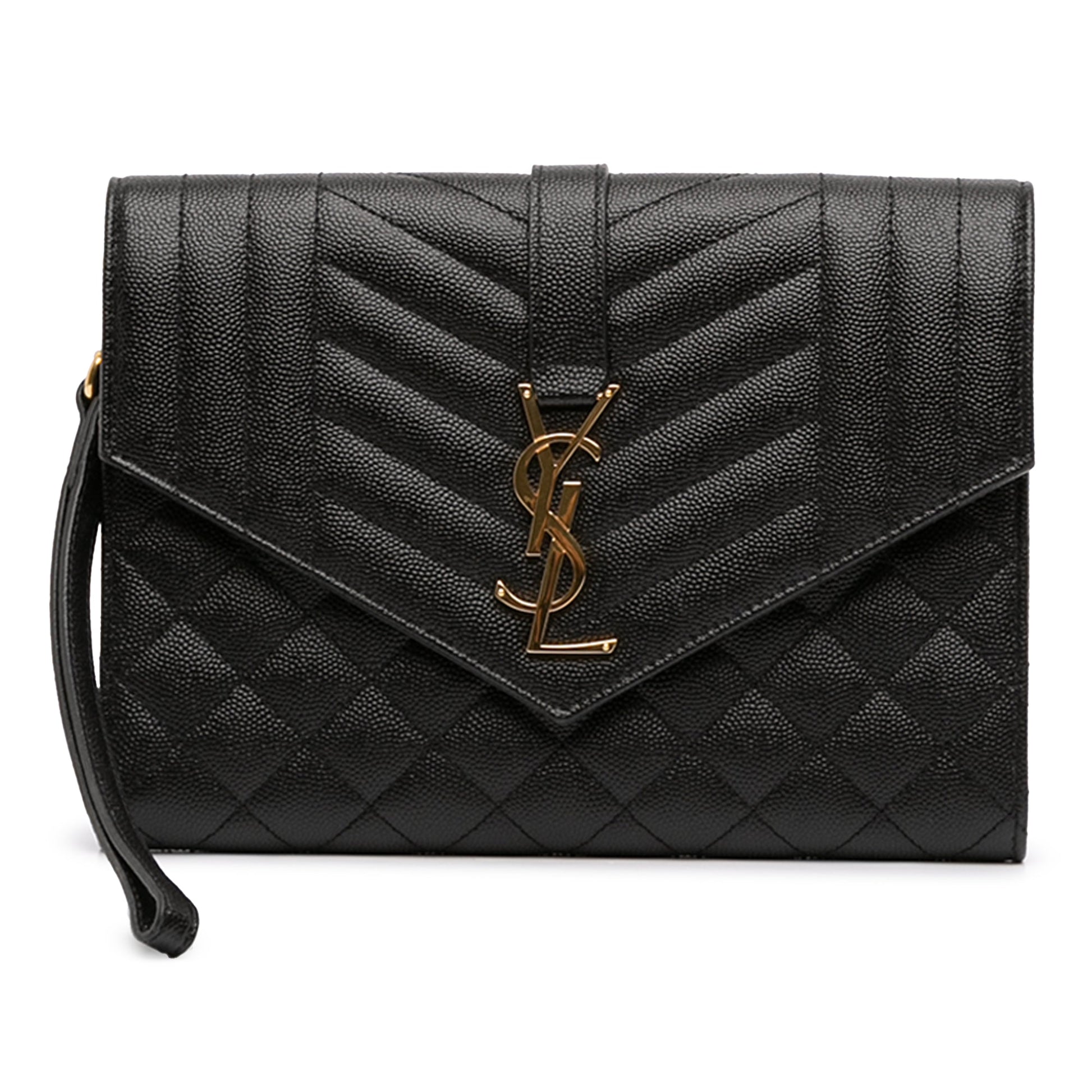 Saint Laurent Grain De Poudre Triquilt Monogram Envelope Clutch