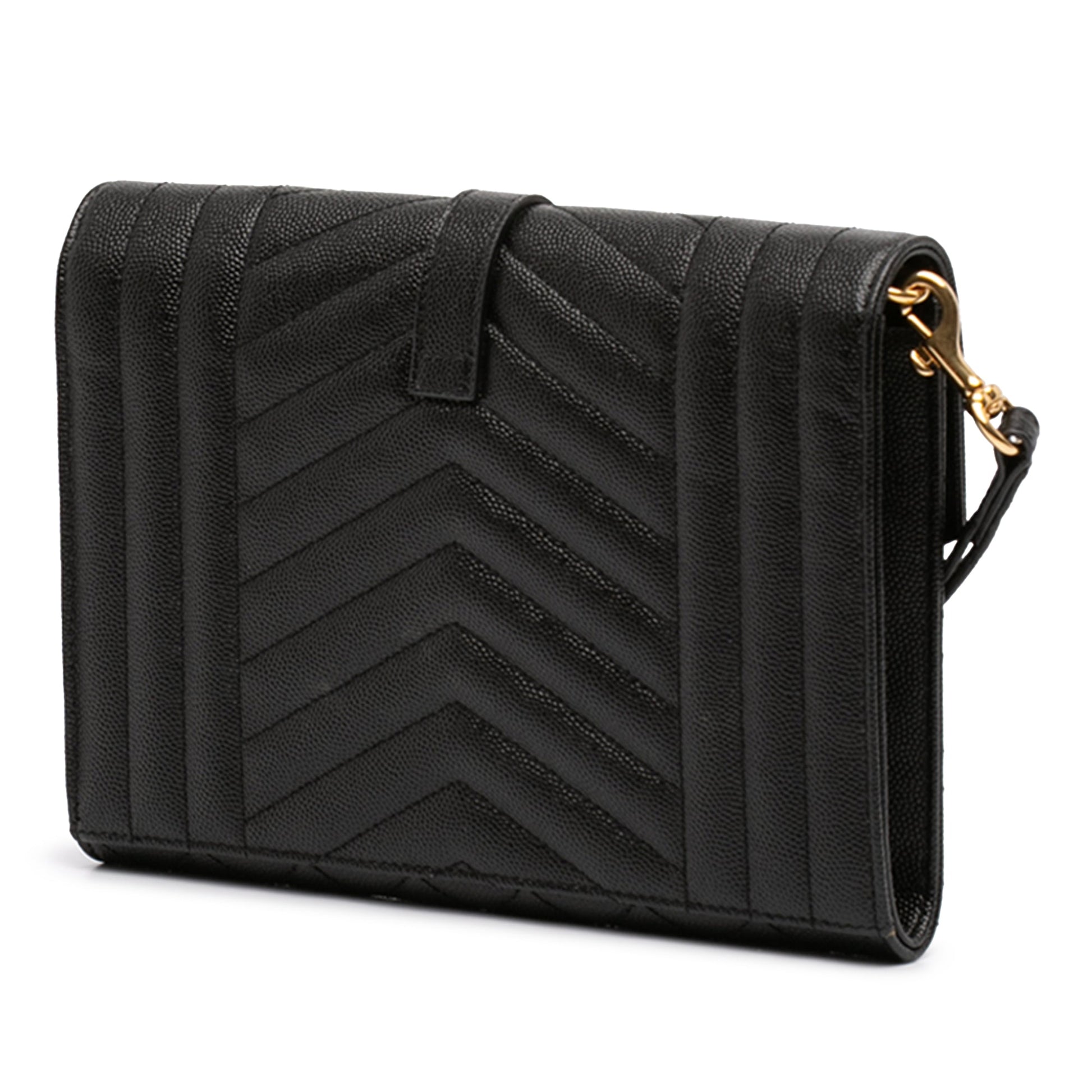 Saint Laurent Grain De Poudre Triquilt Monogram Envelope Clutch