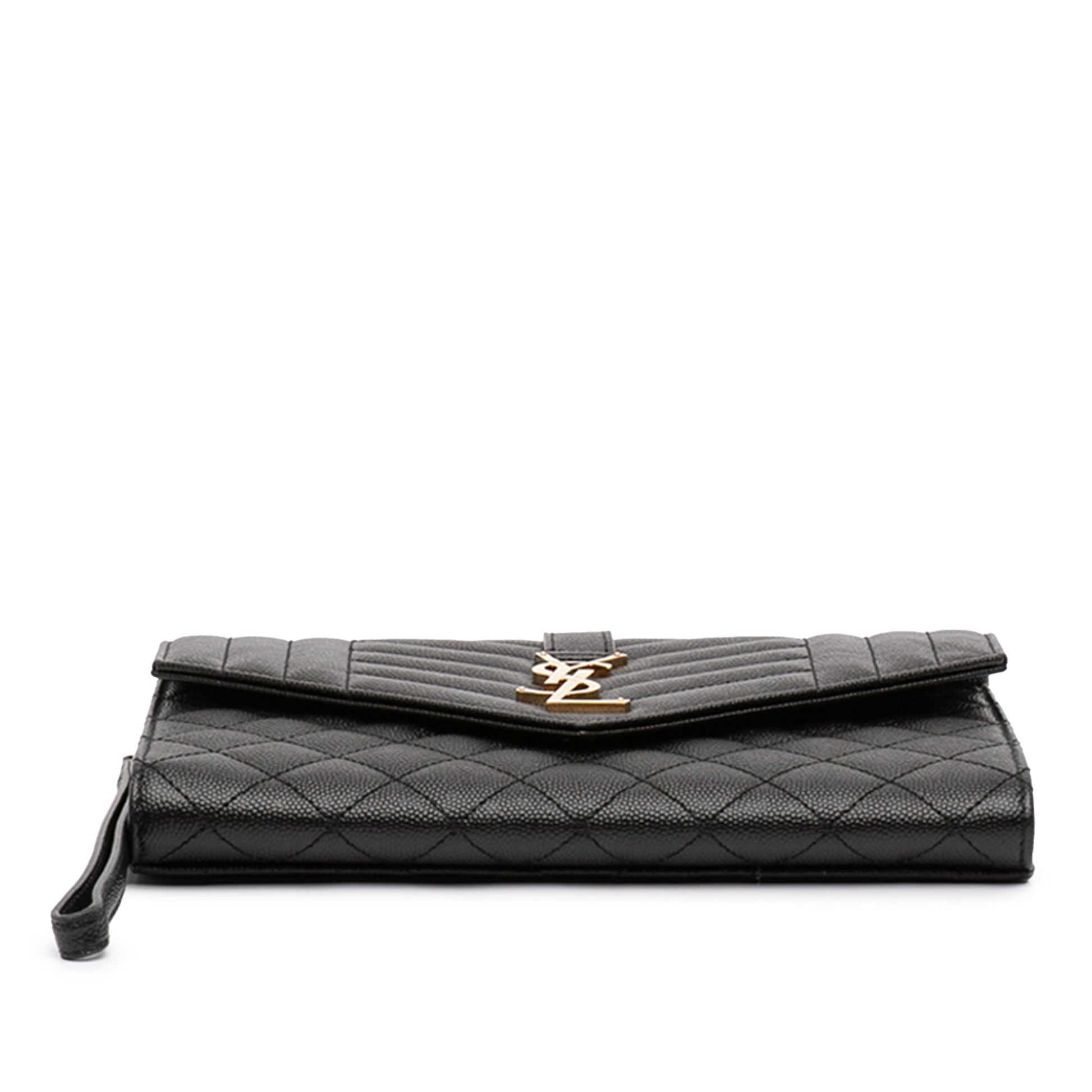 Saint Laurent Grain De Poudre Triquilt Monogram Envelope Clutch