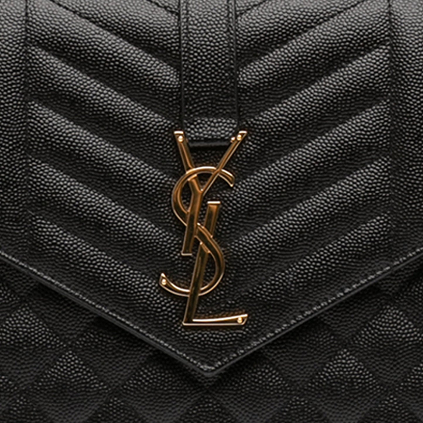 Saint Laurent Grain De Poudre Triquilt Monogram Envelope Clutch