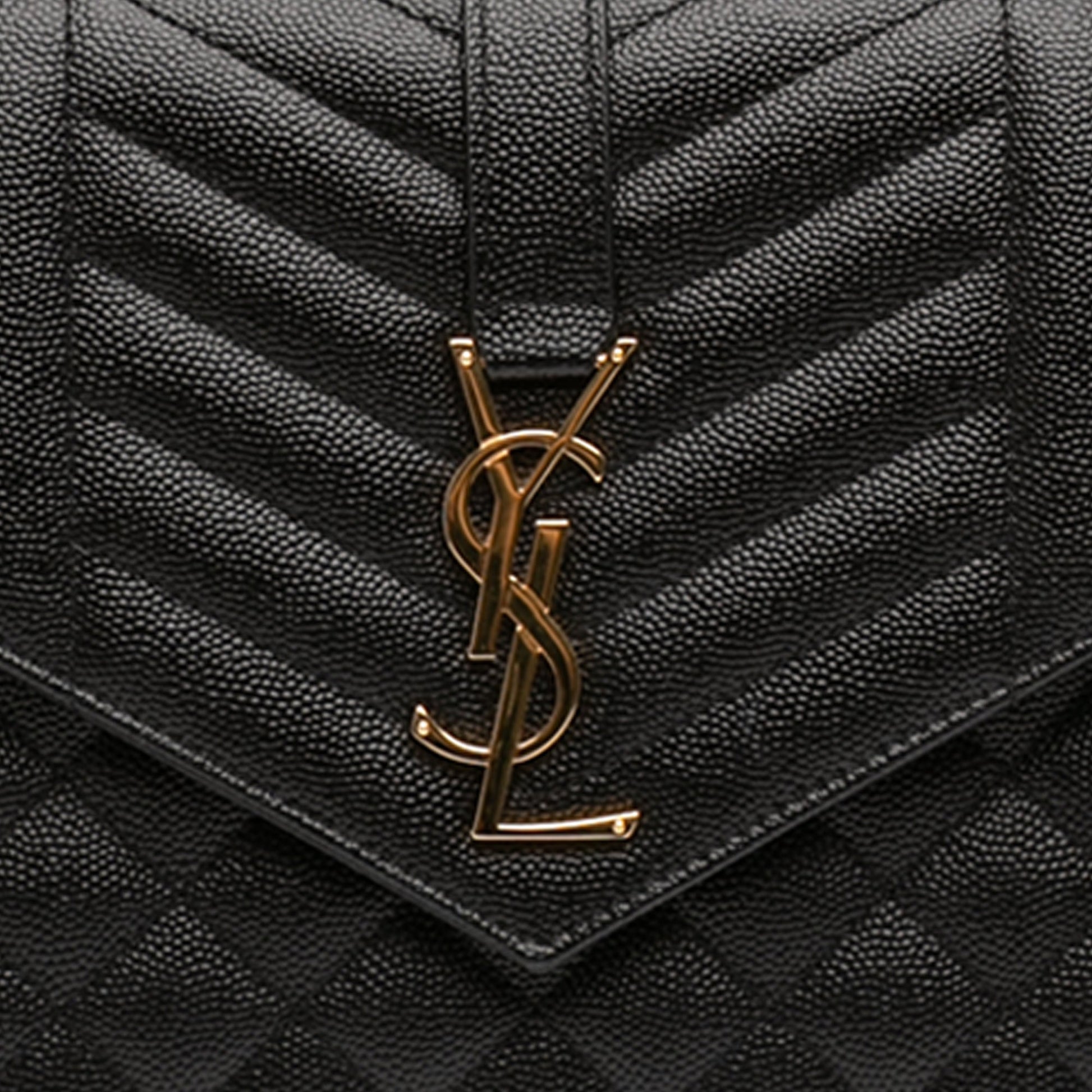 Saint Laurent Grain De Poudre Triquilt Monogram Envelope Clutch