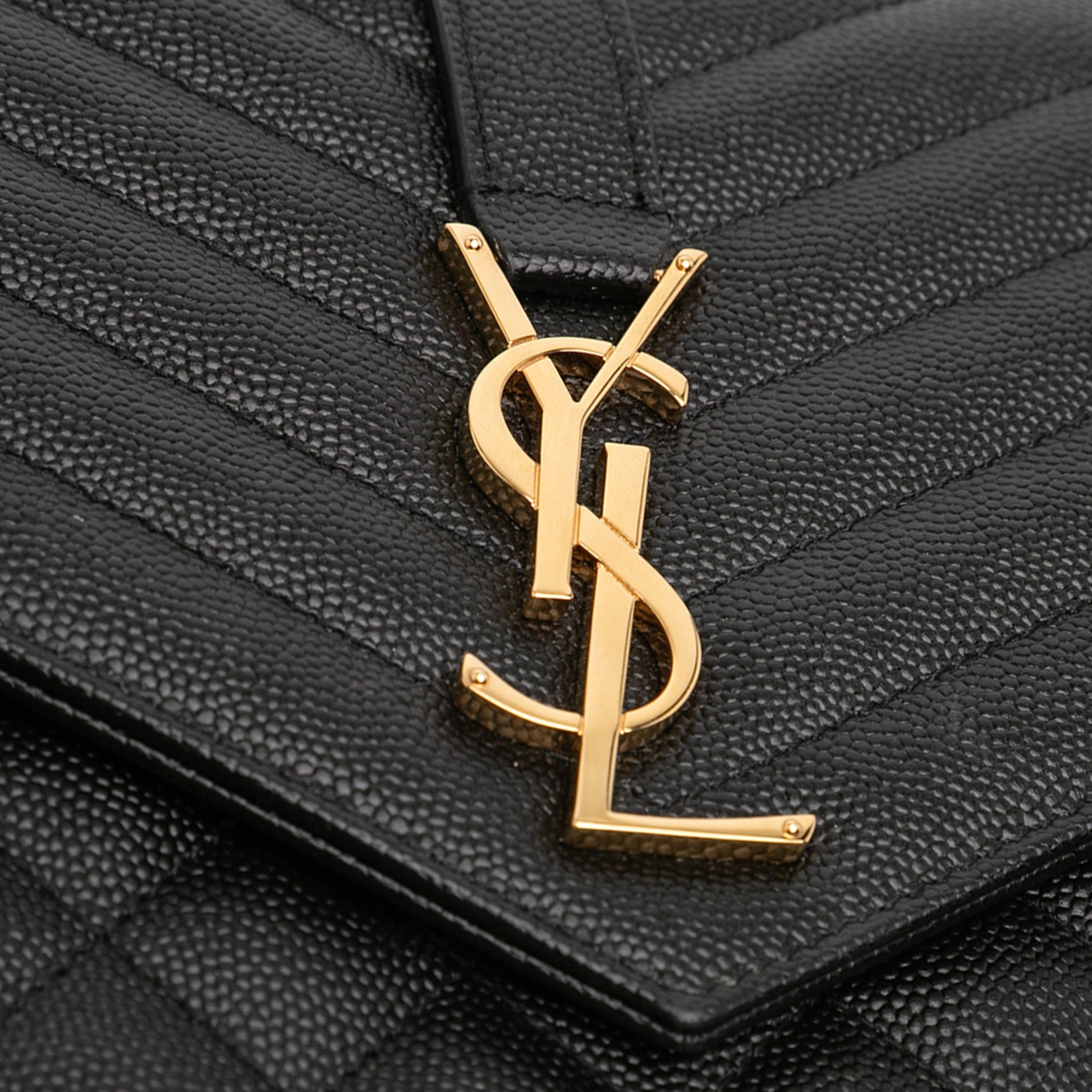 Saint Laurent Grain De Poudre Triquilt Monogram Envelope Clutch