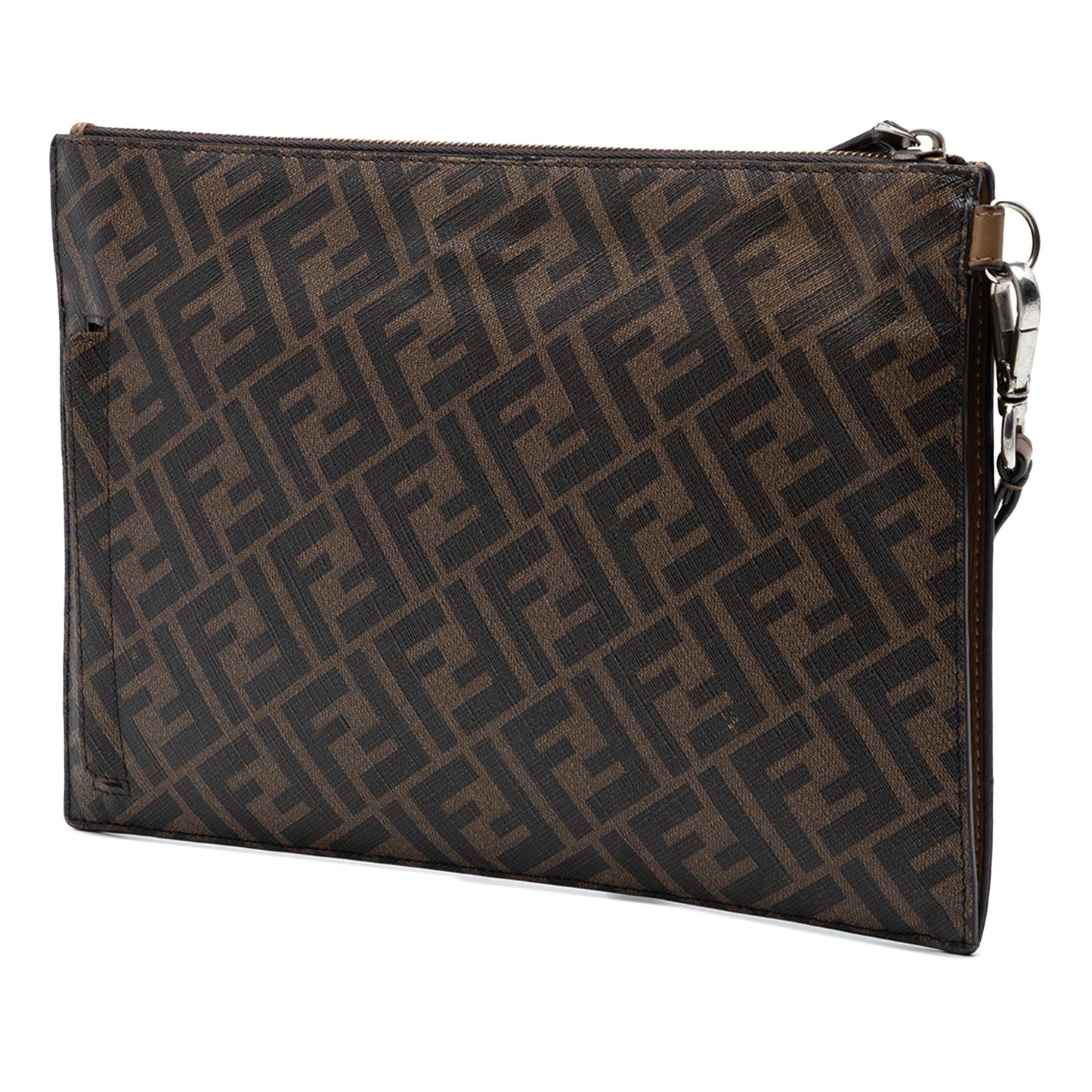 Fendi FF 1974 Coated Canvas and Leather Diagonal Clutch
