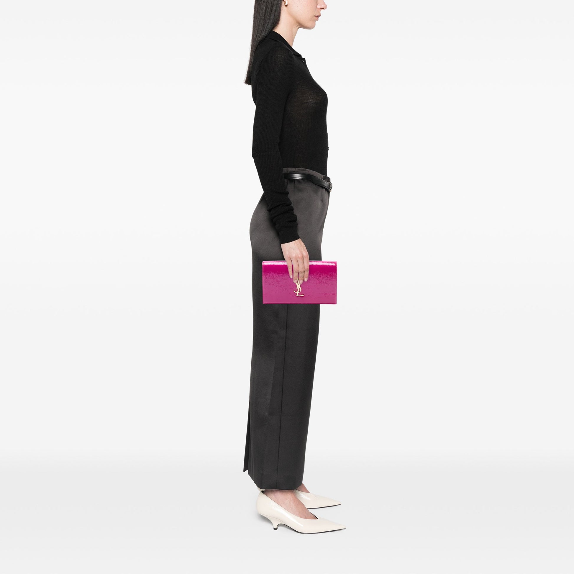 Saint Laurent Patent Monogram Kate Clutch