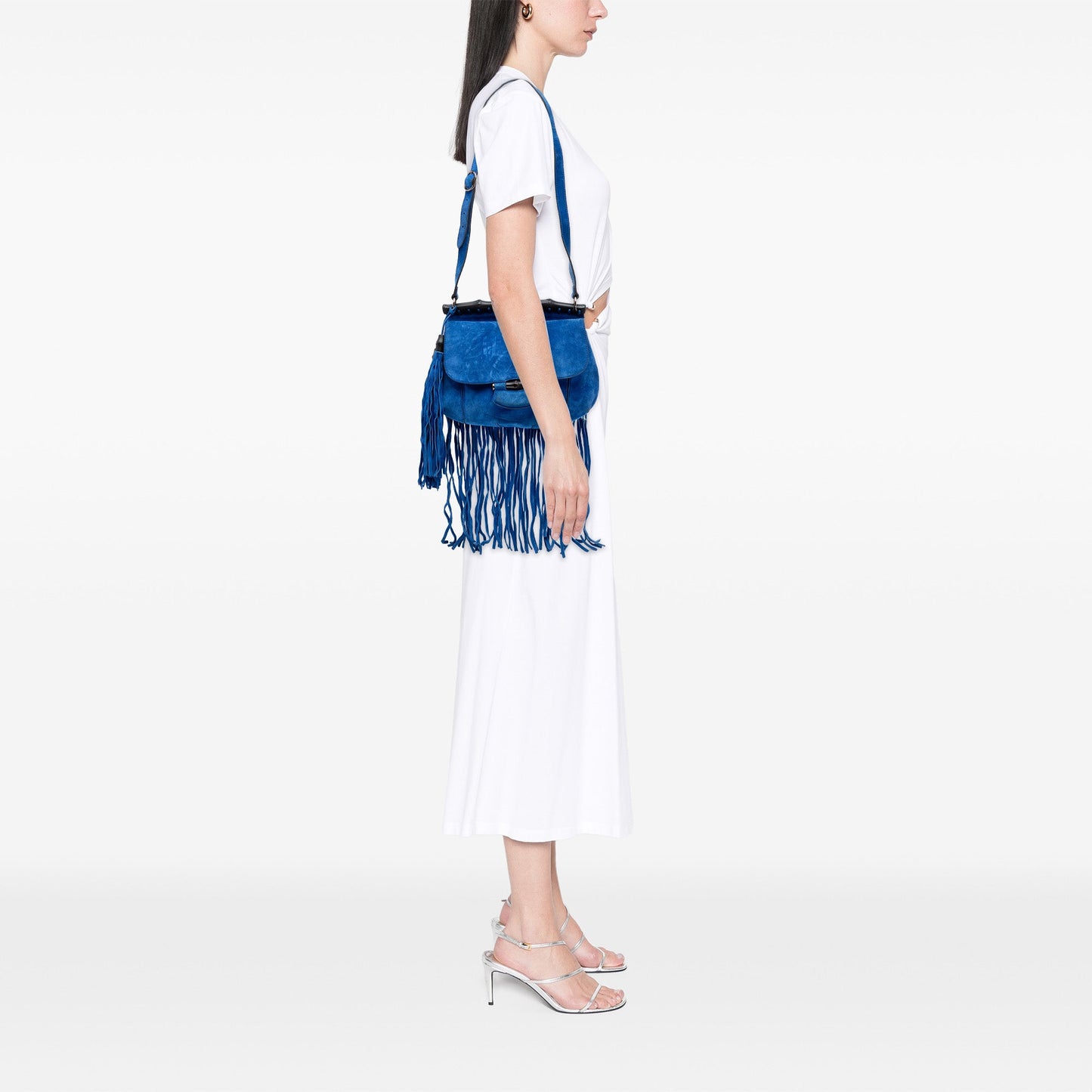 Medium Suede Bamboo Nouveau Fringe Crossbody