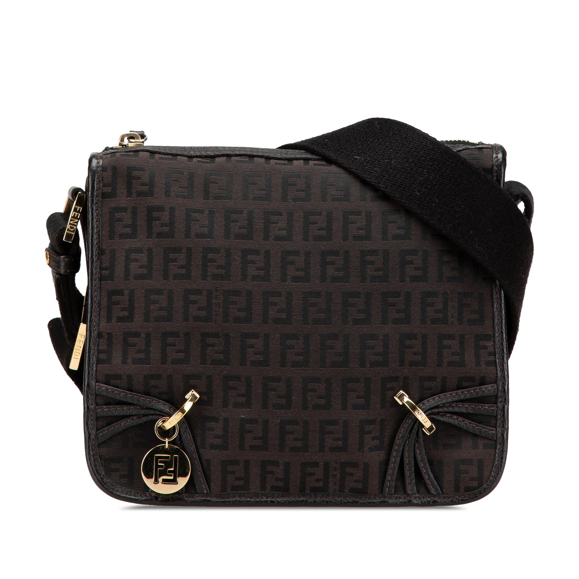 Fendi Small Zucchino Canvas F Charm Crossbody