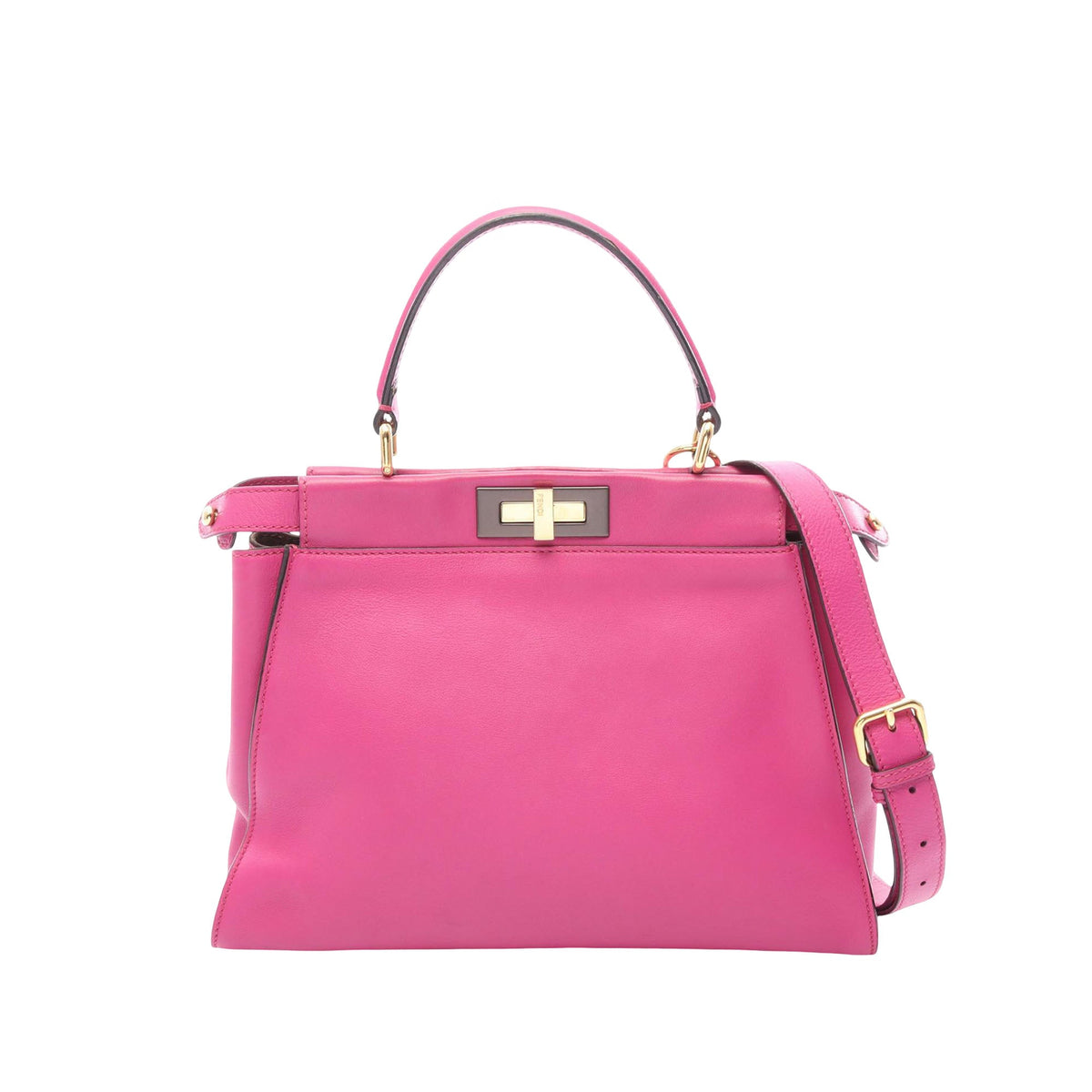 Fendi Medium Leather Peekaboo Iconic Satchel — Pink