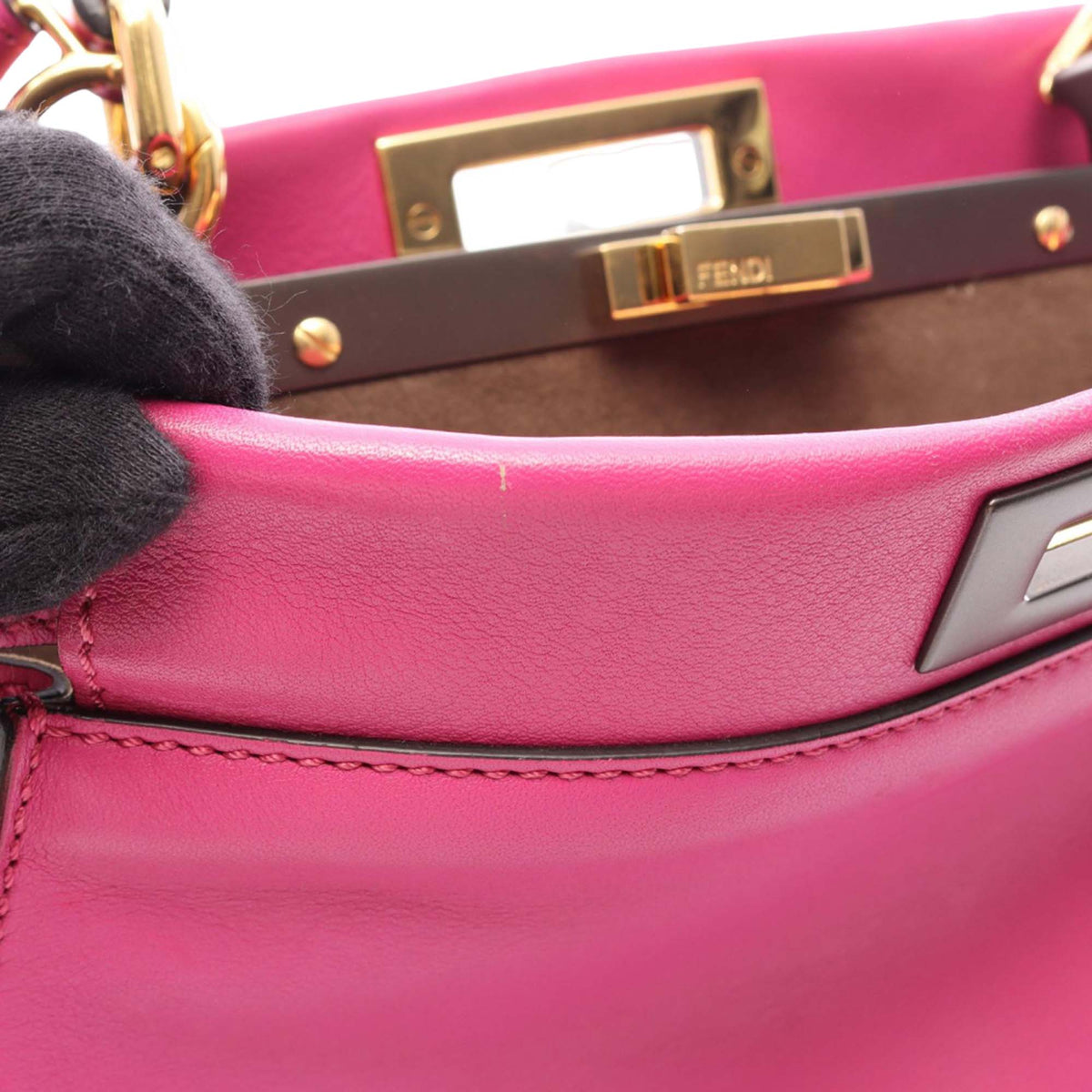 Fendi Medium Leather Peekaboo Iconic Satchel — Pink