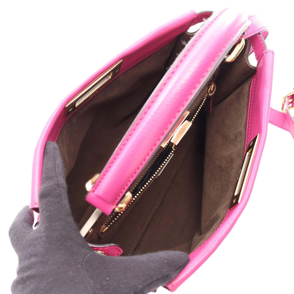 Fendi Medium Leather Peekaboo Iconic Satchel — Pink