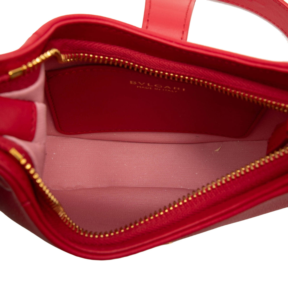 Bvlgari Small Leather Serpenti Ellipse Satchel — Red