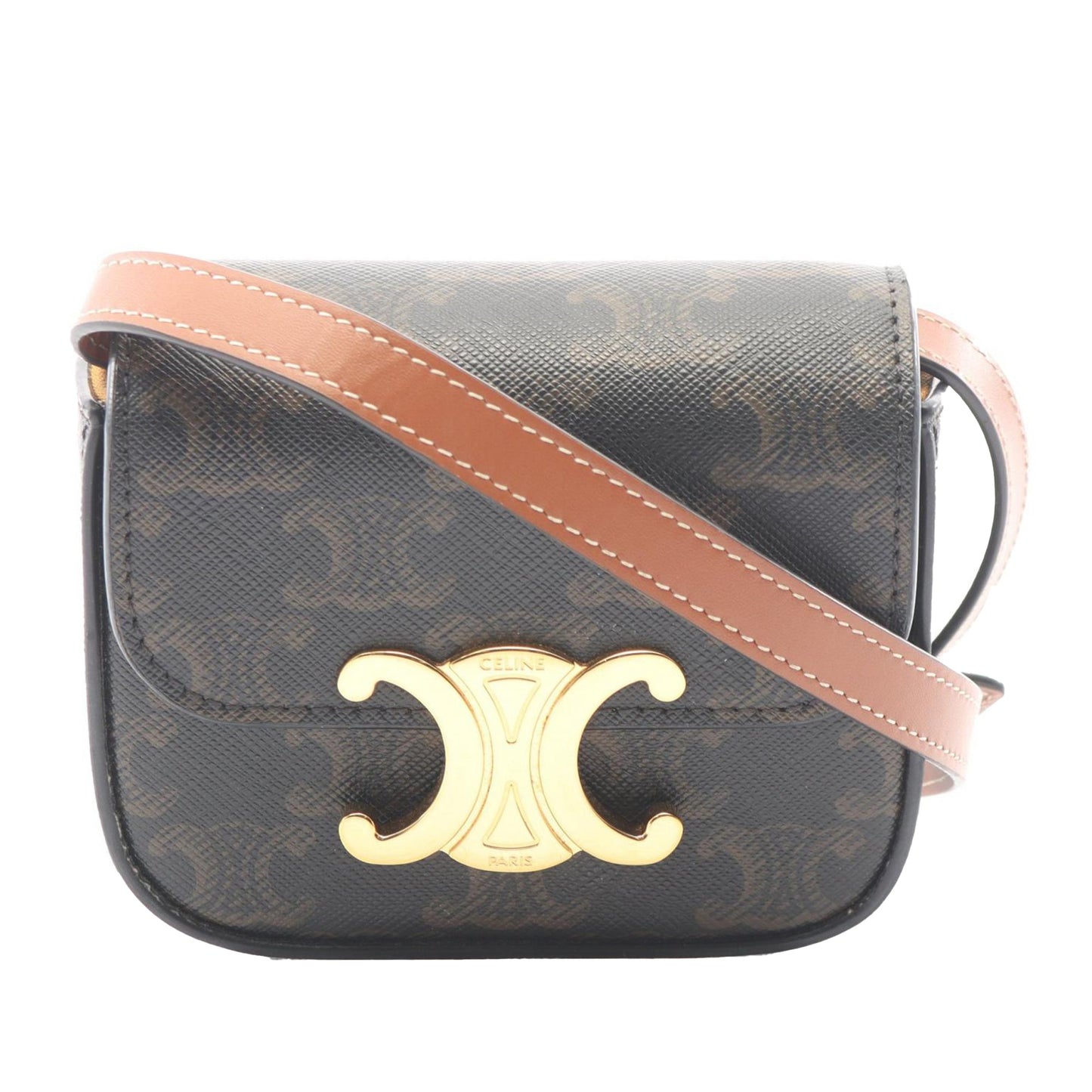 Celine Mini Triomphe Coated Canvas Claude Crossbody