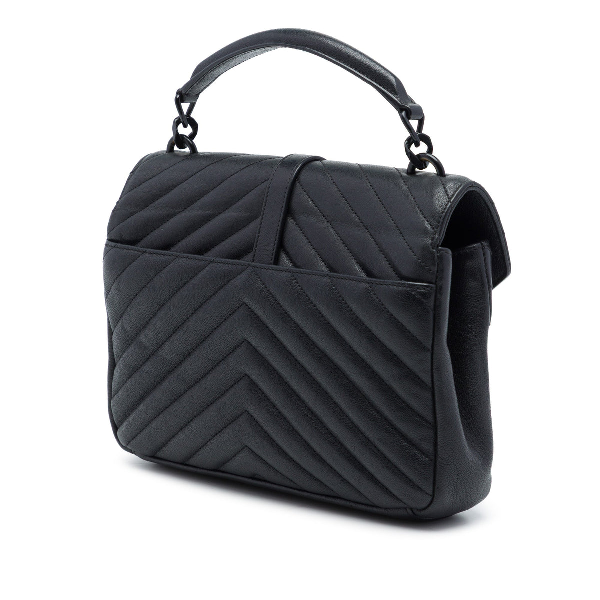 Saint Laurent Medium Chevron Sheepskin  Monogram Monochrome College Bag