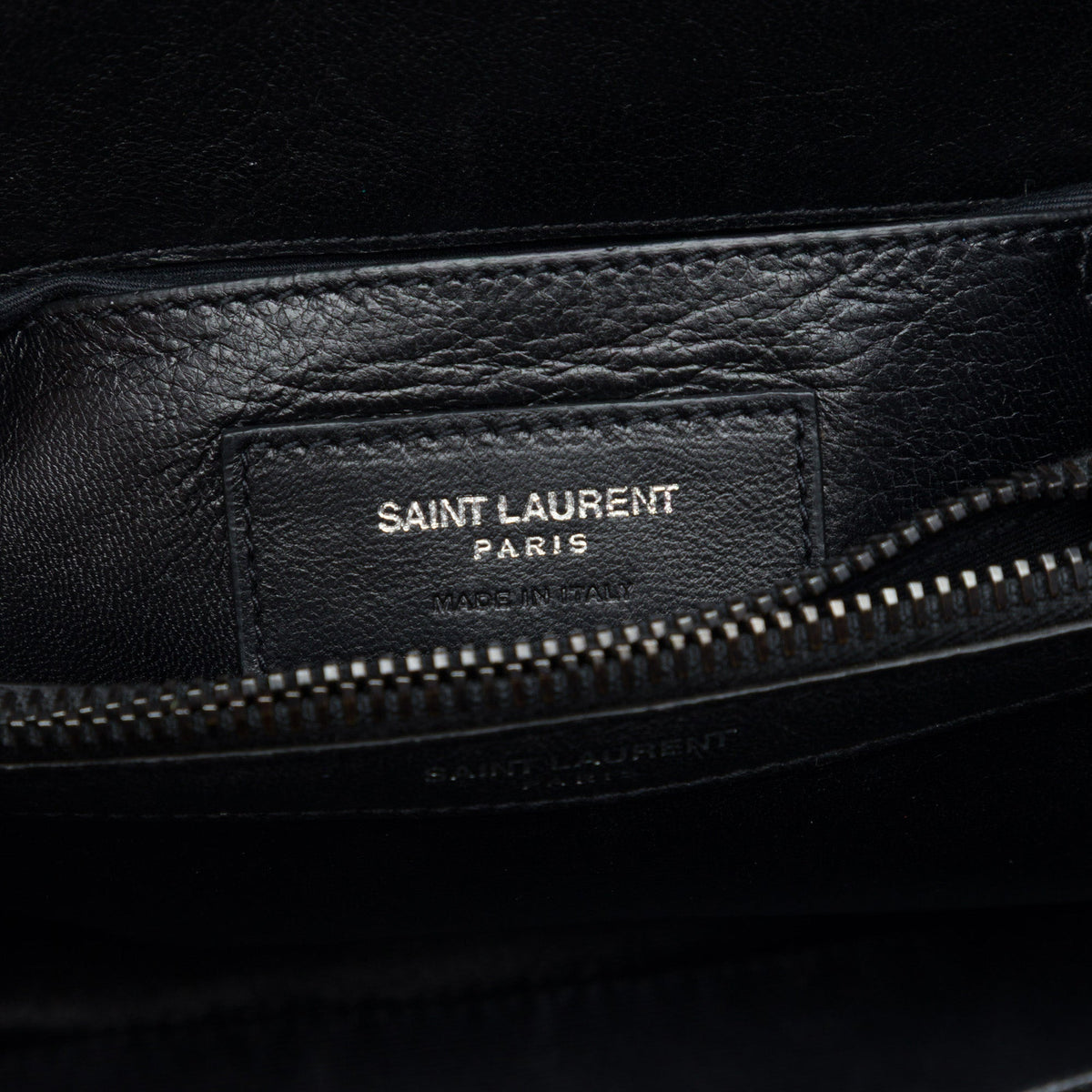 Saint Laurent Medium Chevron Sheepskin  Monogram Monochrome College Bag