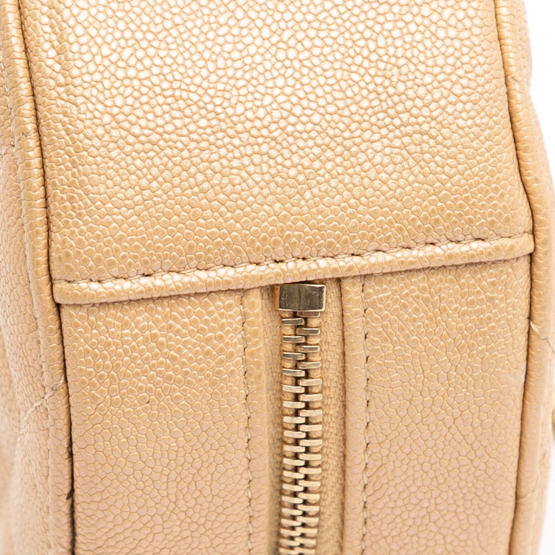 Chanel Quilted Caviar Round Clutch With Chain