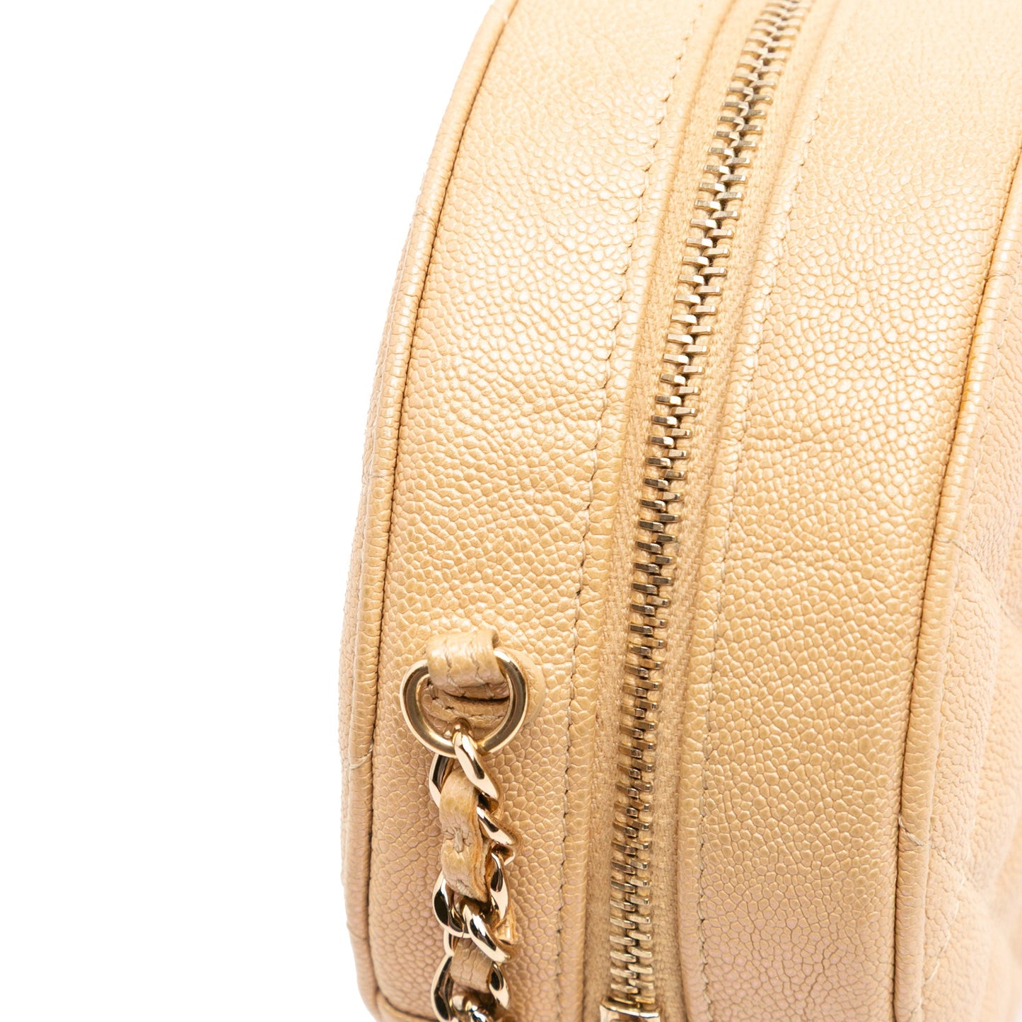 Chanel Quilted Caviar Round Clutch With Chain