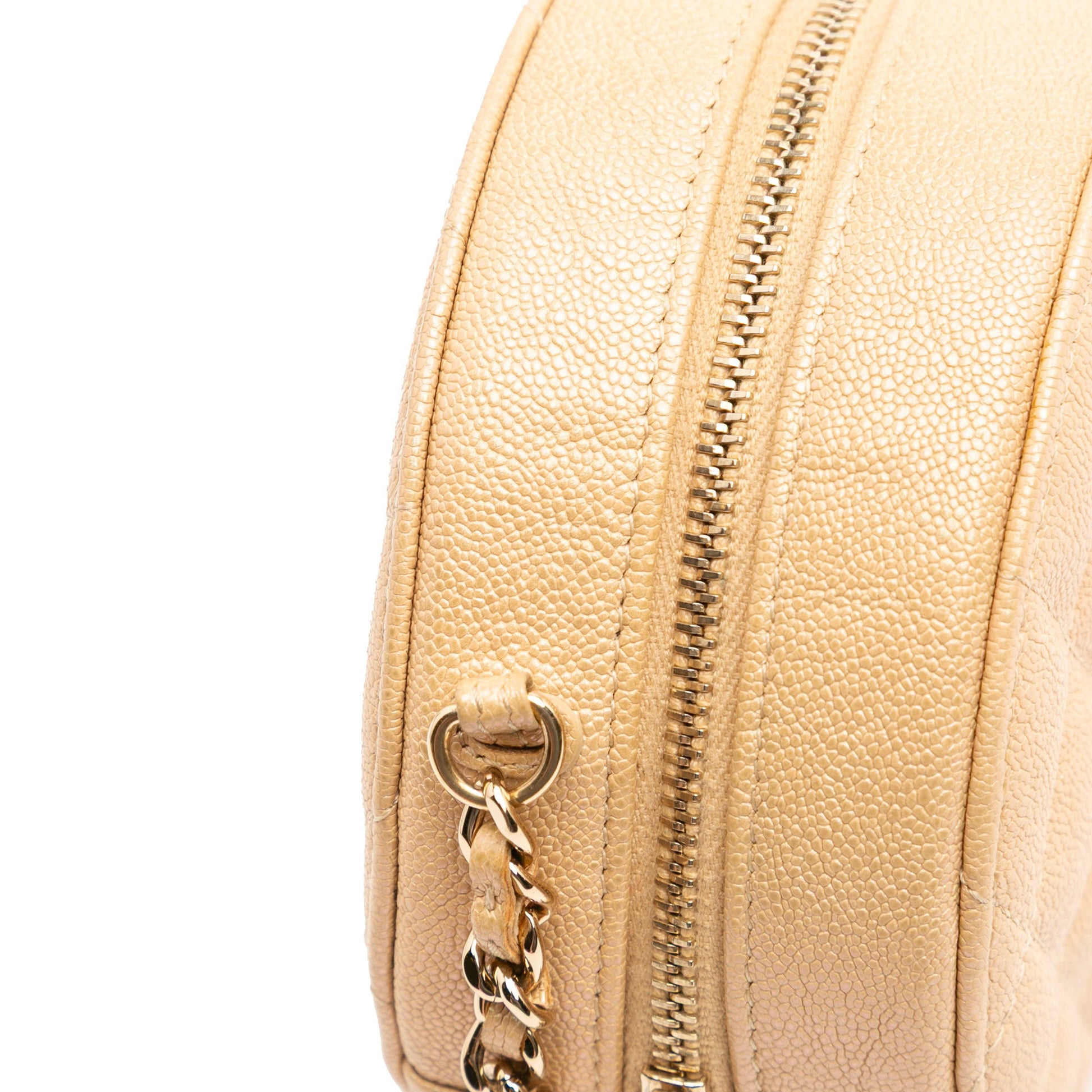 Chanel Quilted Caviar Round Clutch With Chain