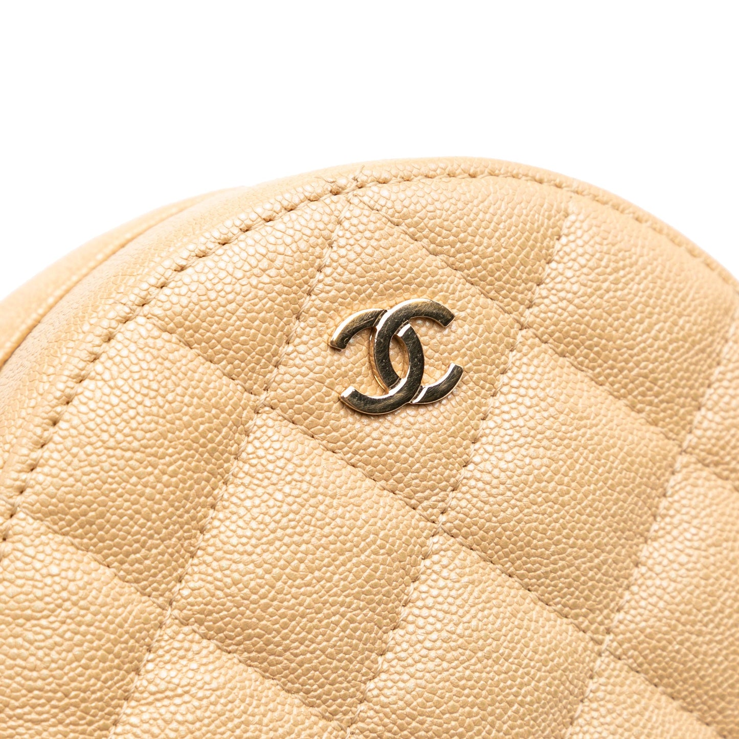 Chanel Quilted Caviar Round Clutch With Chain