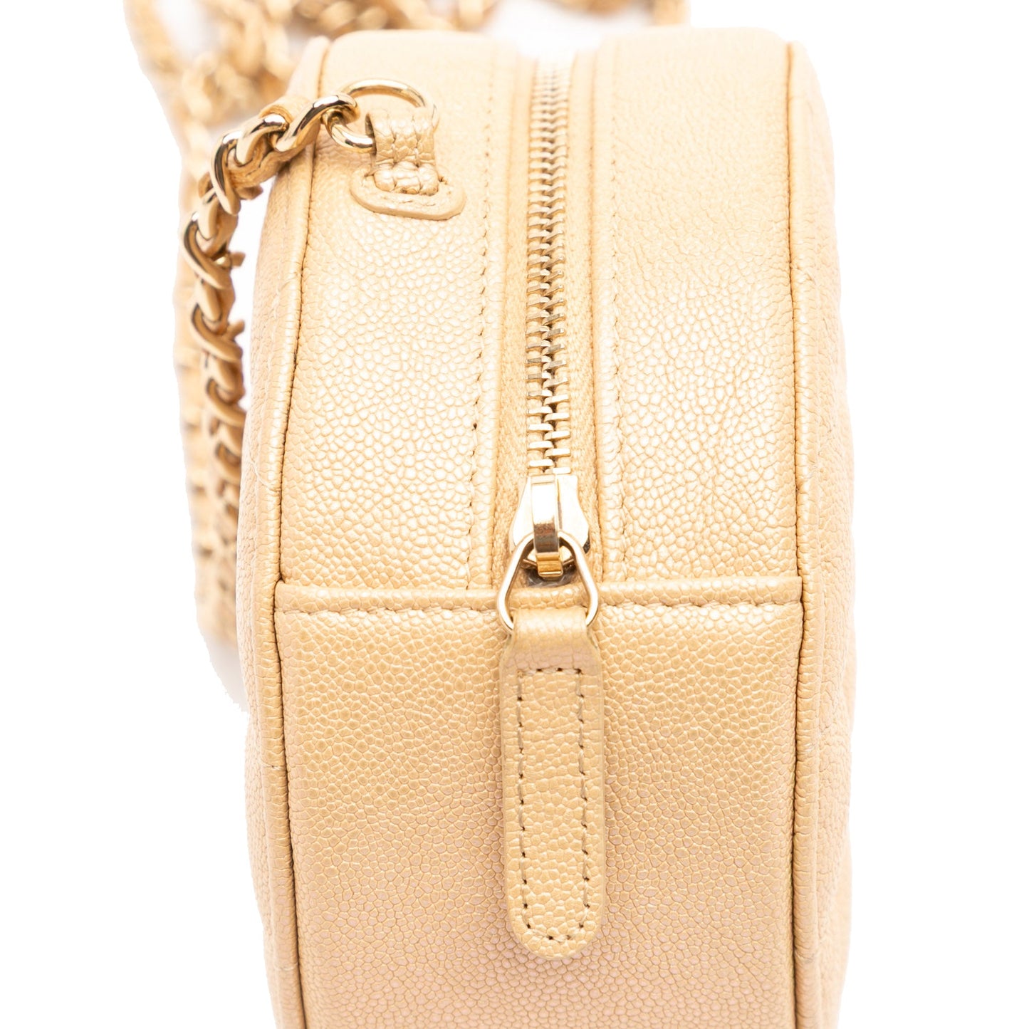 Chanel Quilted Caviar Round Clutch With Chain