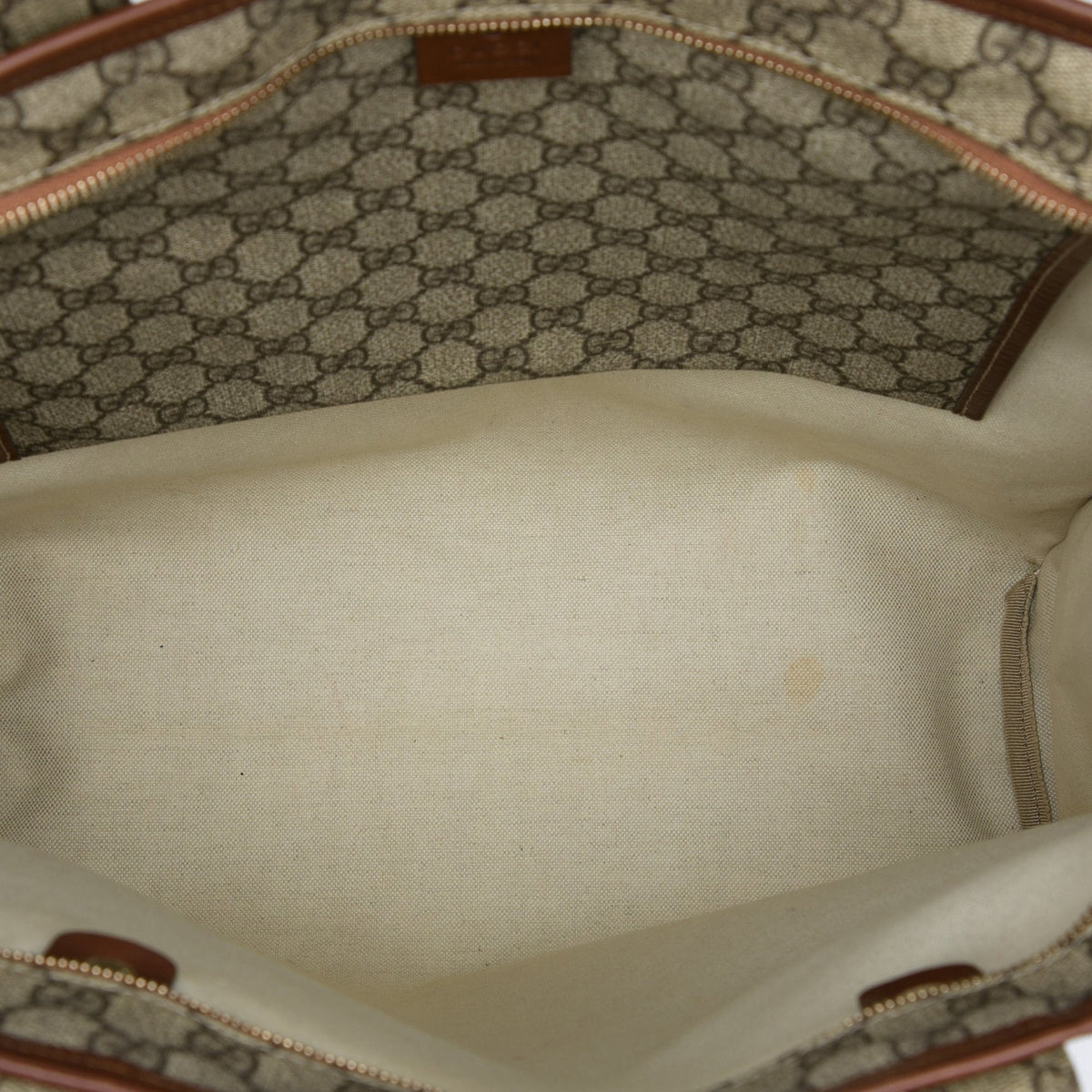 Gucci GG Supreme Web Tote — Beige