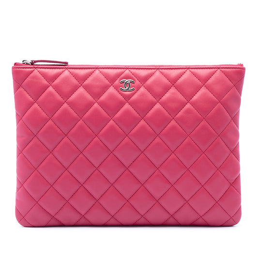 Chanel Medium Quilted Lambskin O Case Clutch
