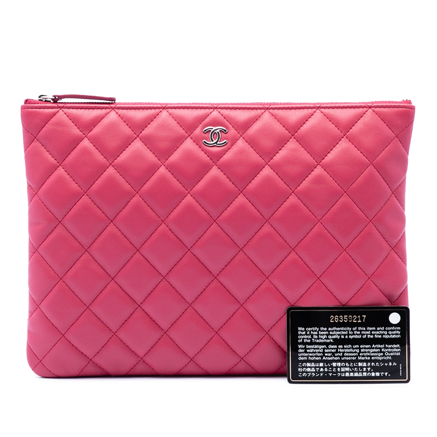 Chanel Medium Quilted Lambskin O Case Clutch