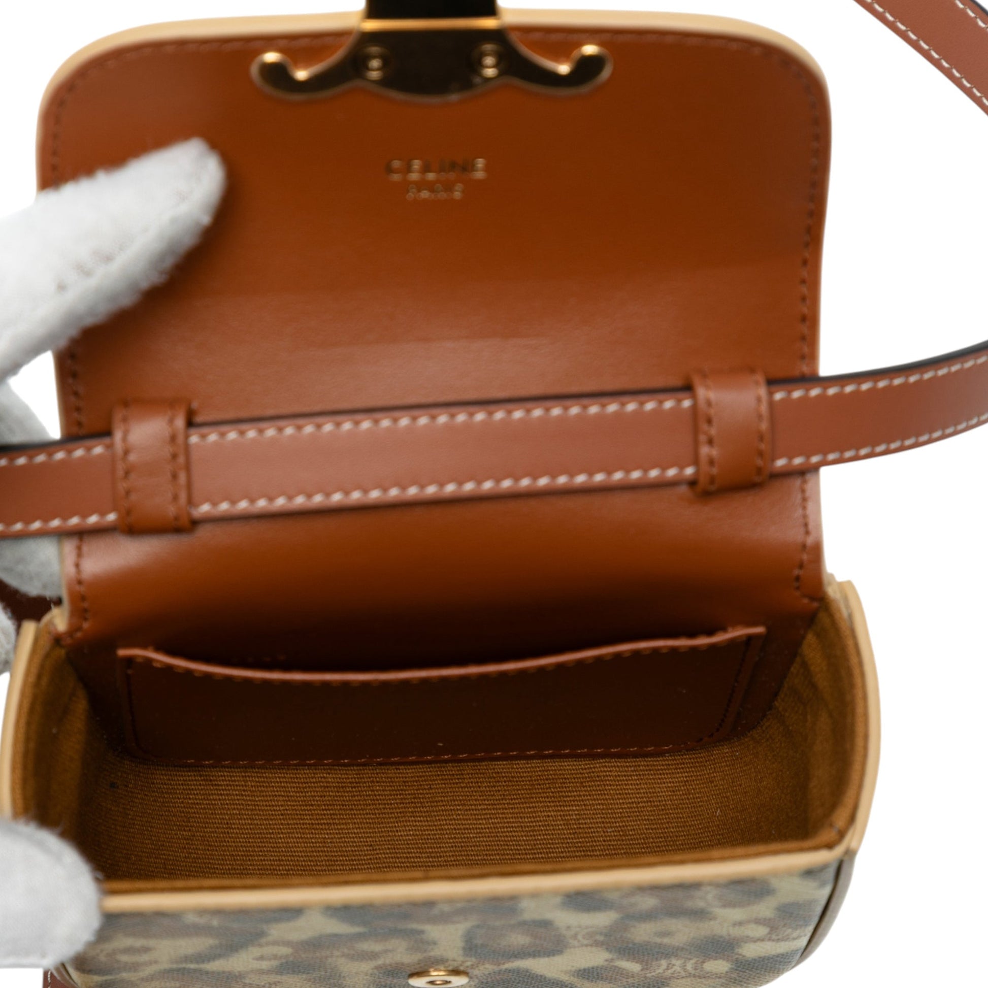 Celine Mini Calfskin Leopard Print Claude Crossbody