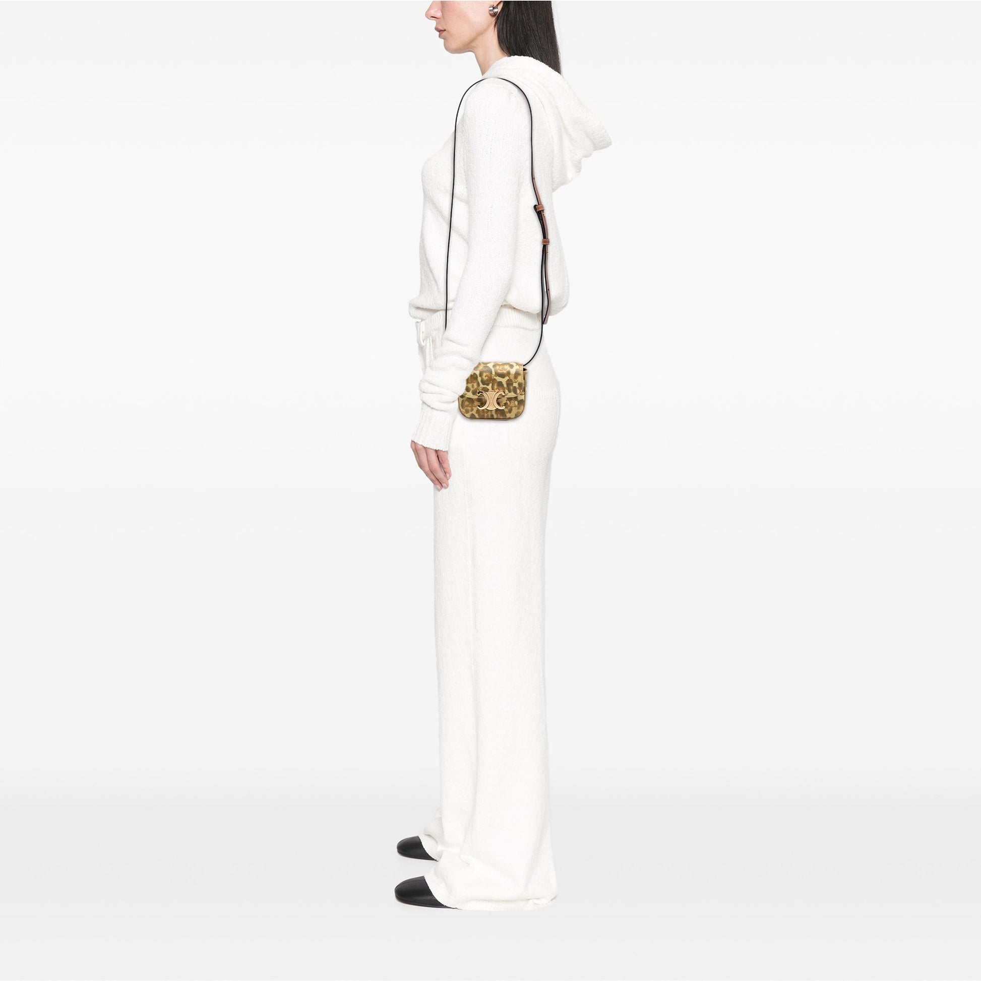 Celine Mini Calfskin Leopard Print Claude Crossbody