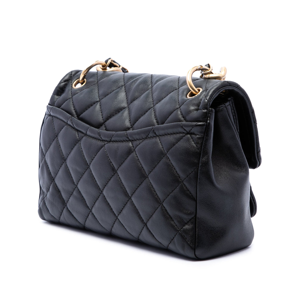Chanel Small Quilted Lambskin Chain Link Flap — Black
