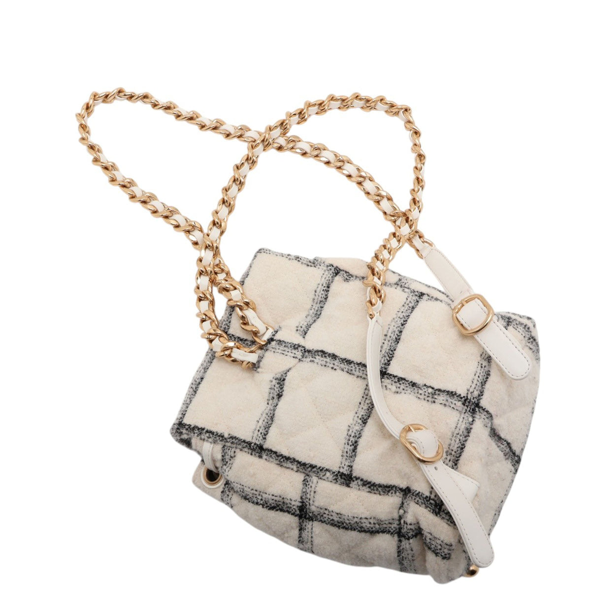 Chanel Large Quilted Tweed Duma Backpack — White