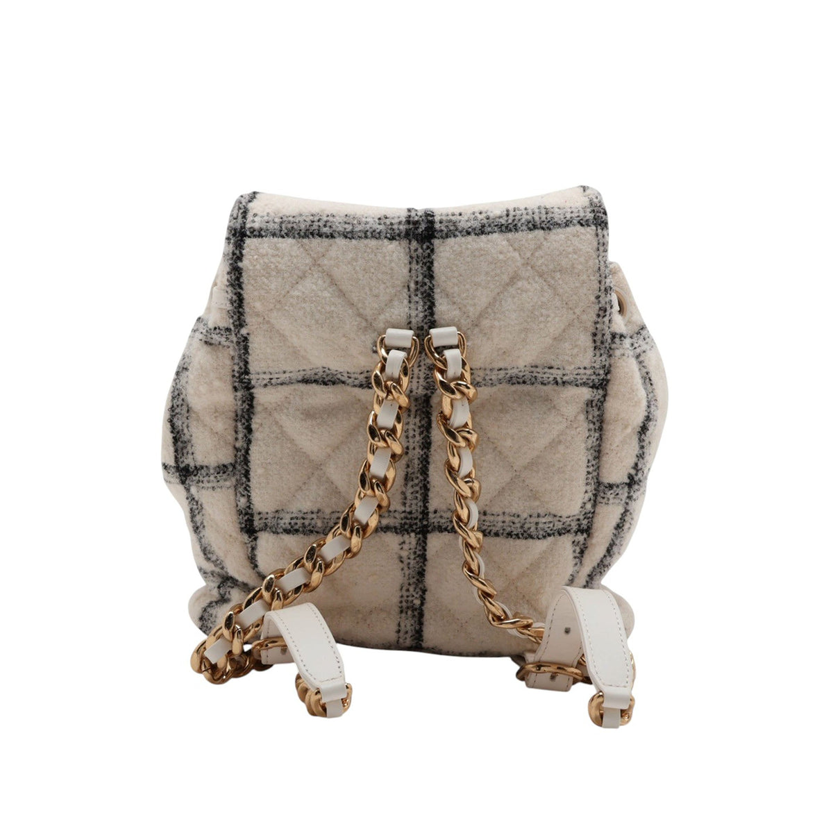 Chanel Large Quilted Tweed Duma Backpack — White
