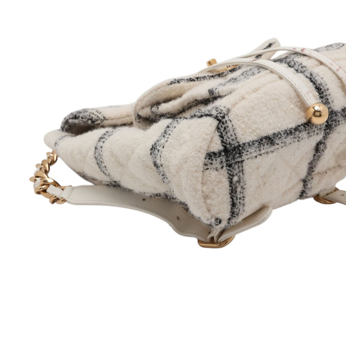 Chanel Large Quilted Tweed Duma Backpack — White