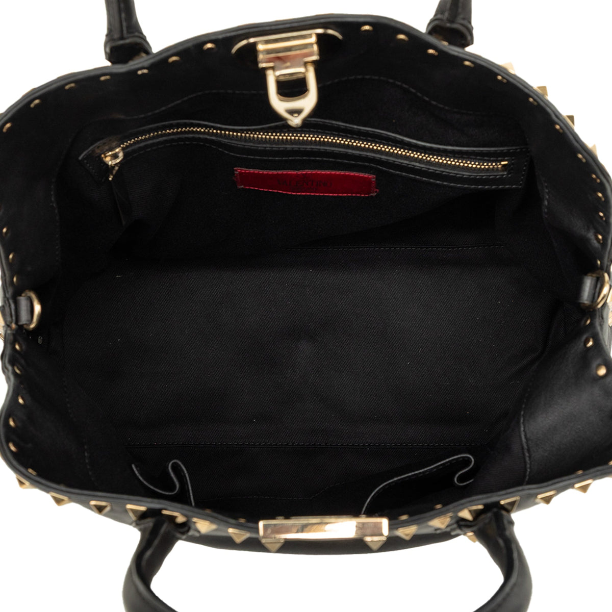 Valentino Leather Rockstud Dome Double Handle Satchel