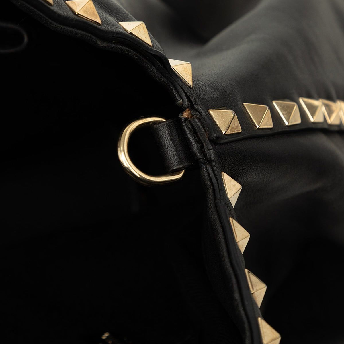 Valentino Leather Rockstud Dome Double Handle Satchel