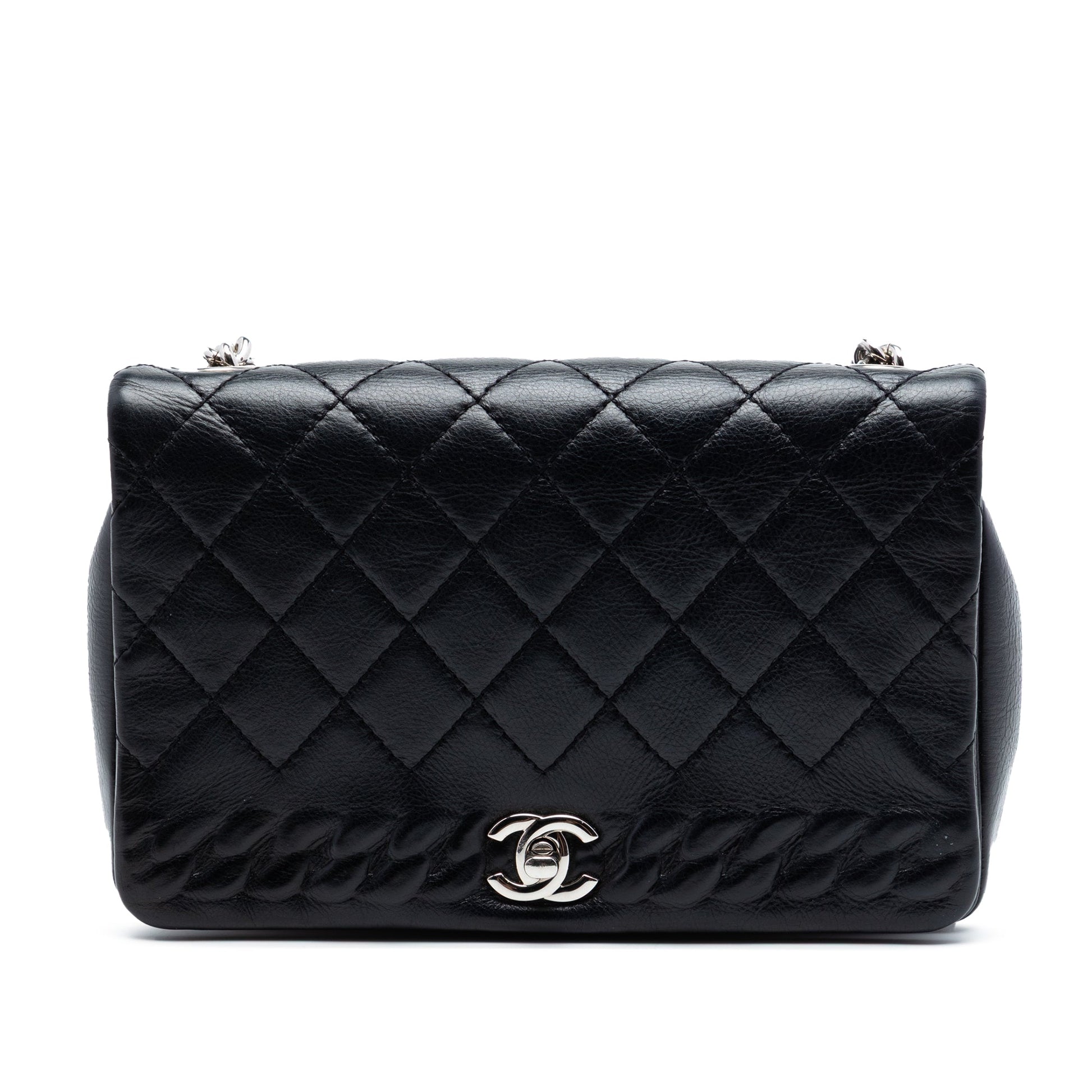 Chanel Small CC Quilted Lambskin Embossed Braid Single Flap