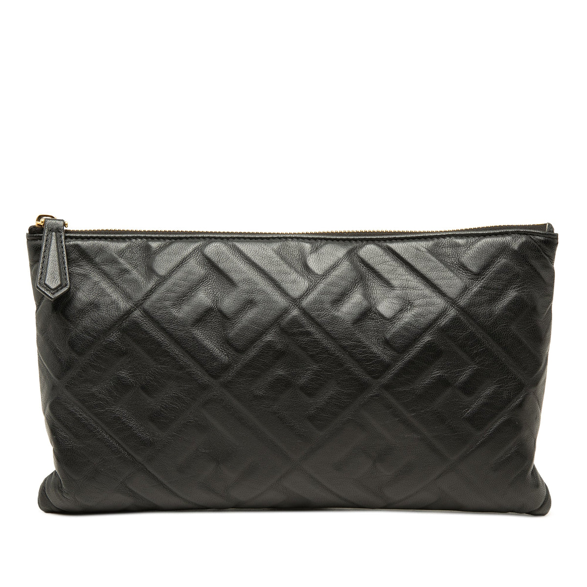 Fendi Embossed Leather FF 1974 Clutch — Black