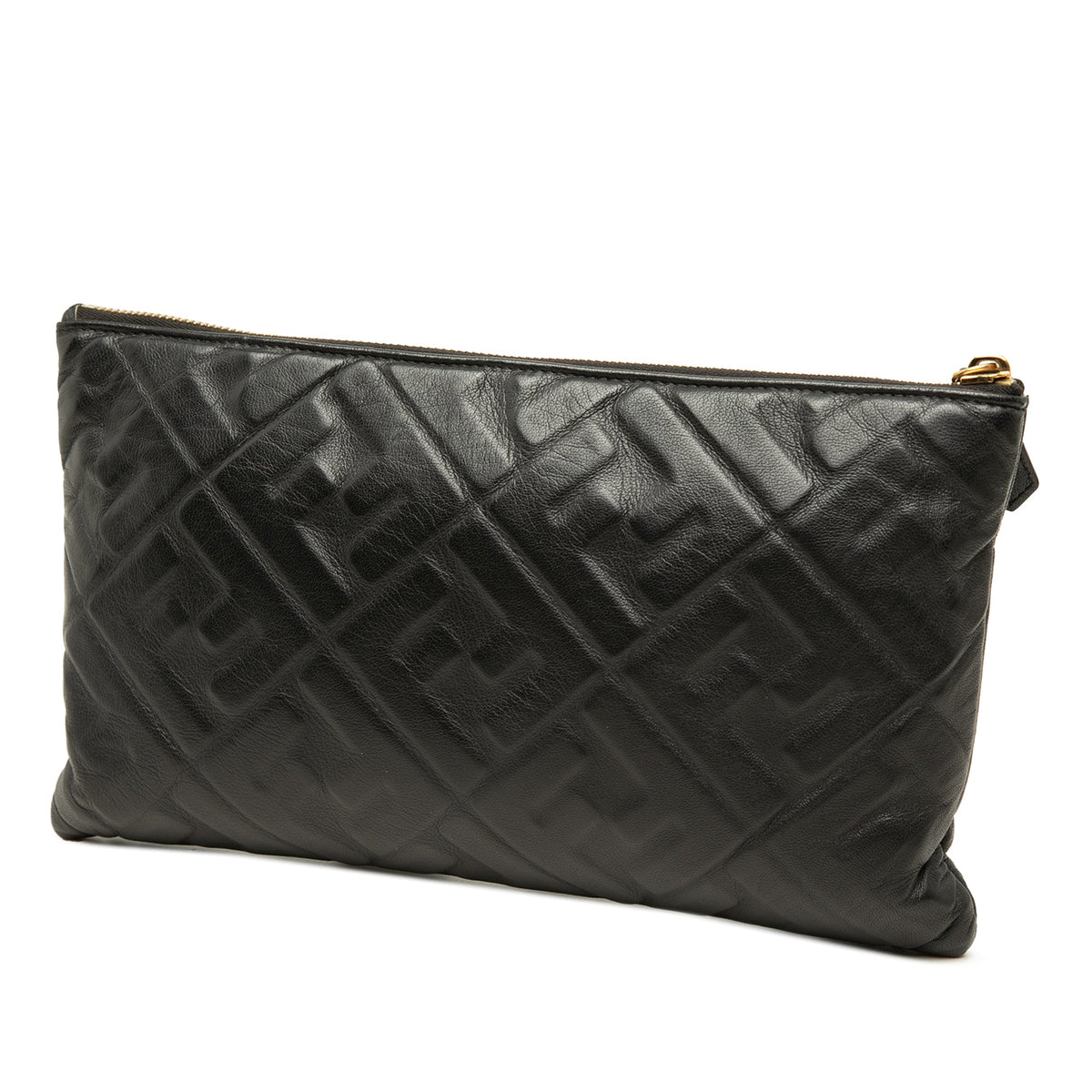 Fendi Embossed Leather FF 1974 Clutch — Black