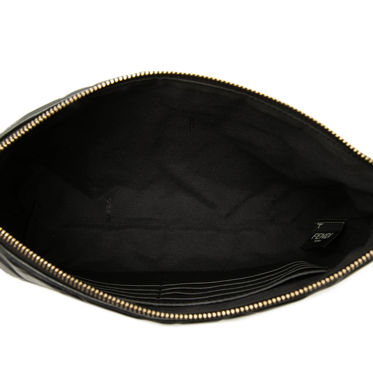 Fendi Embossed Leather FF 1974 Clutch — Black