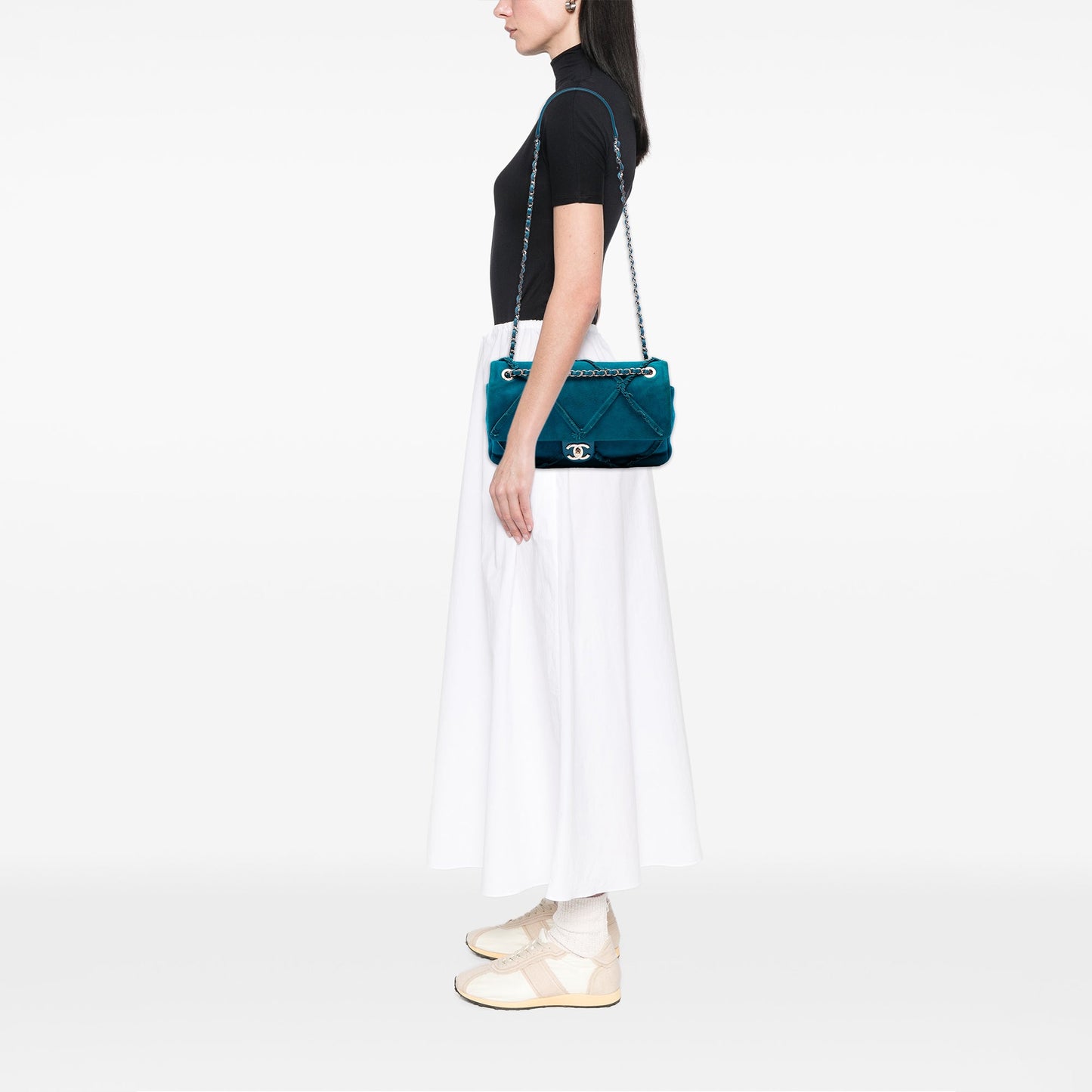 Chanel Suede Goatskin Diamond Fringe Flap